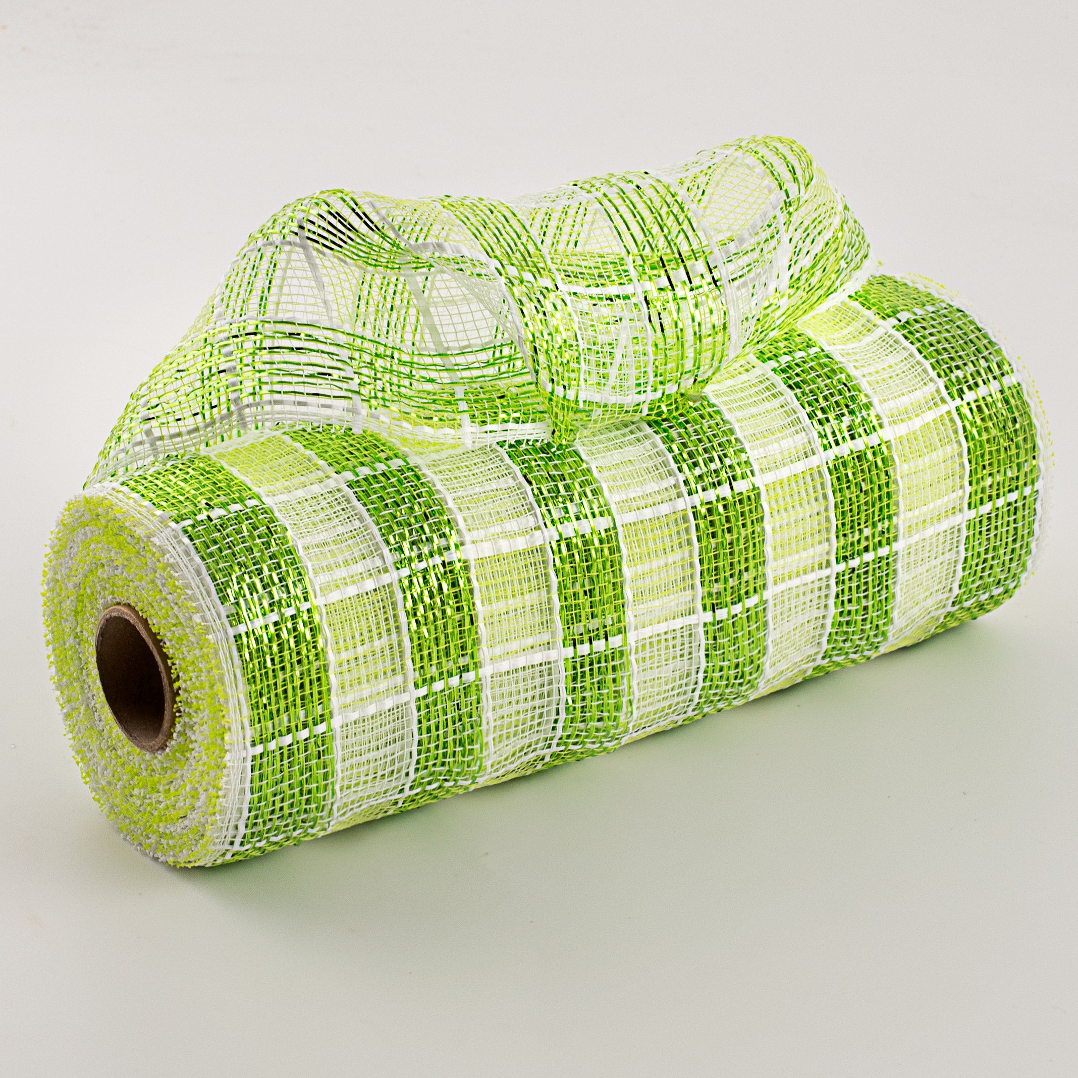 10" Metallic Check Mesh: Apple Green & White (10 Yards) Item Number: RE1367M9