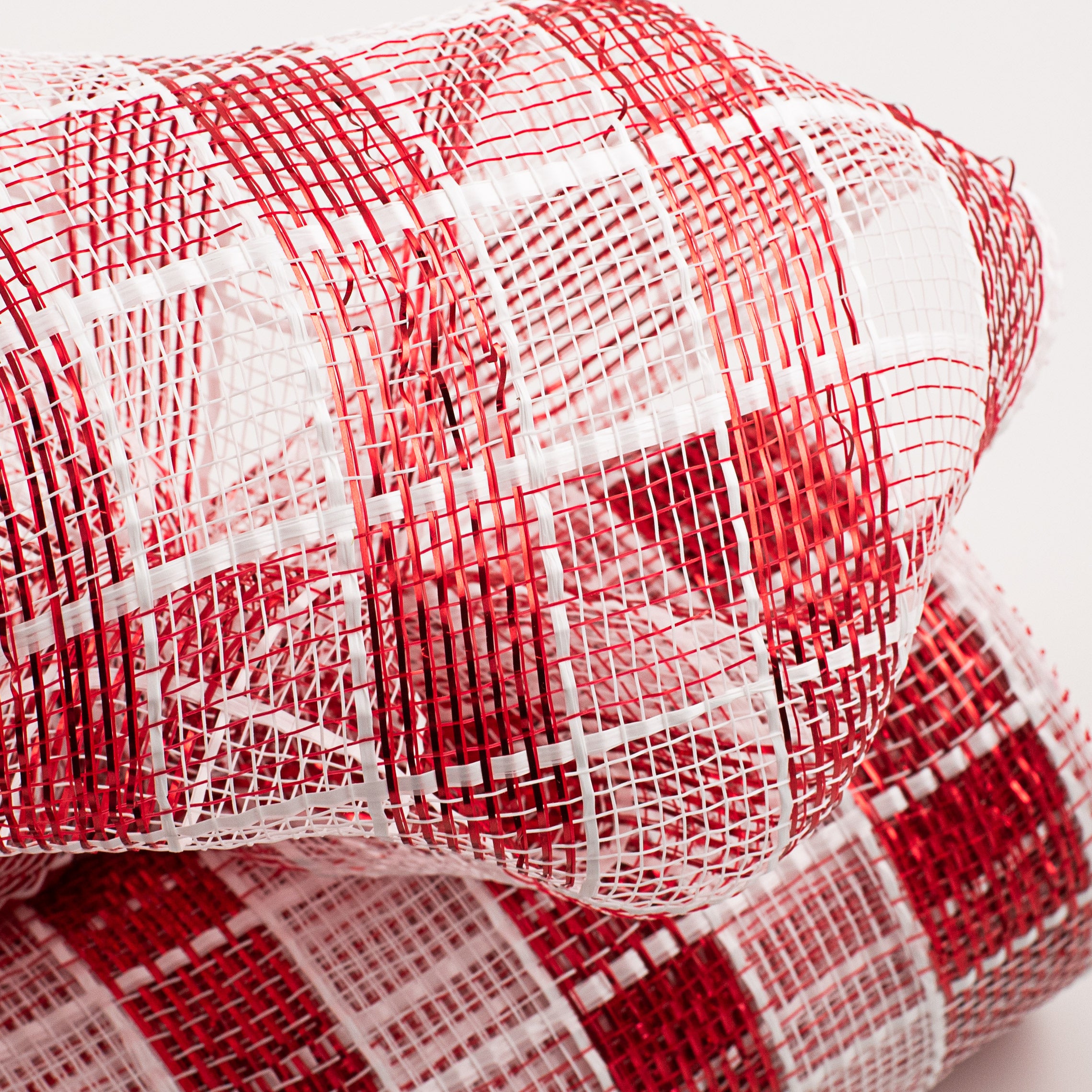 10" Metallic Check Mesh: Red & White (10 Yards) Lifestyle Photo