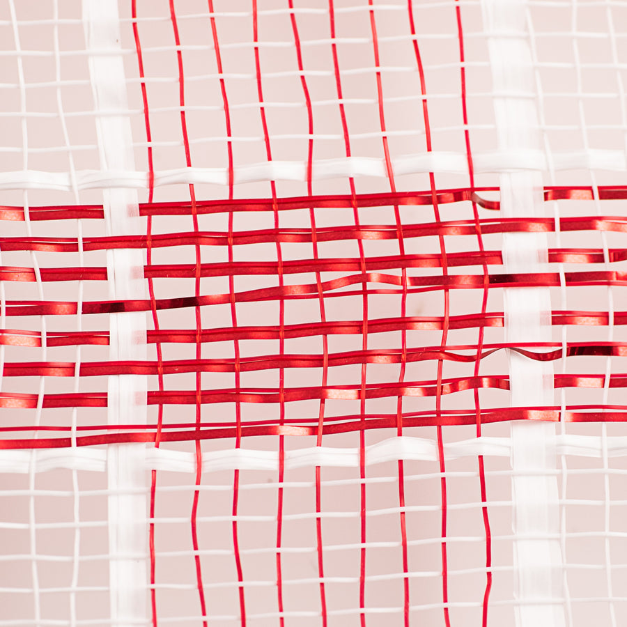 10" Metallic Check Mesh: Red & White (10 Yards) detail photo 3