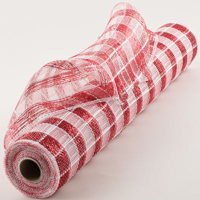 21" Metallic Check Mesh: Red & White (10 Yards) Item Number: RE1067N5
