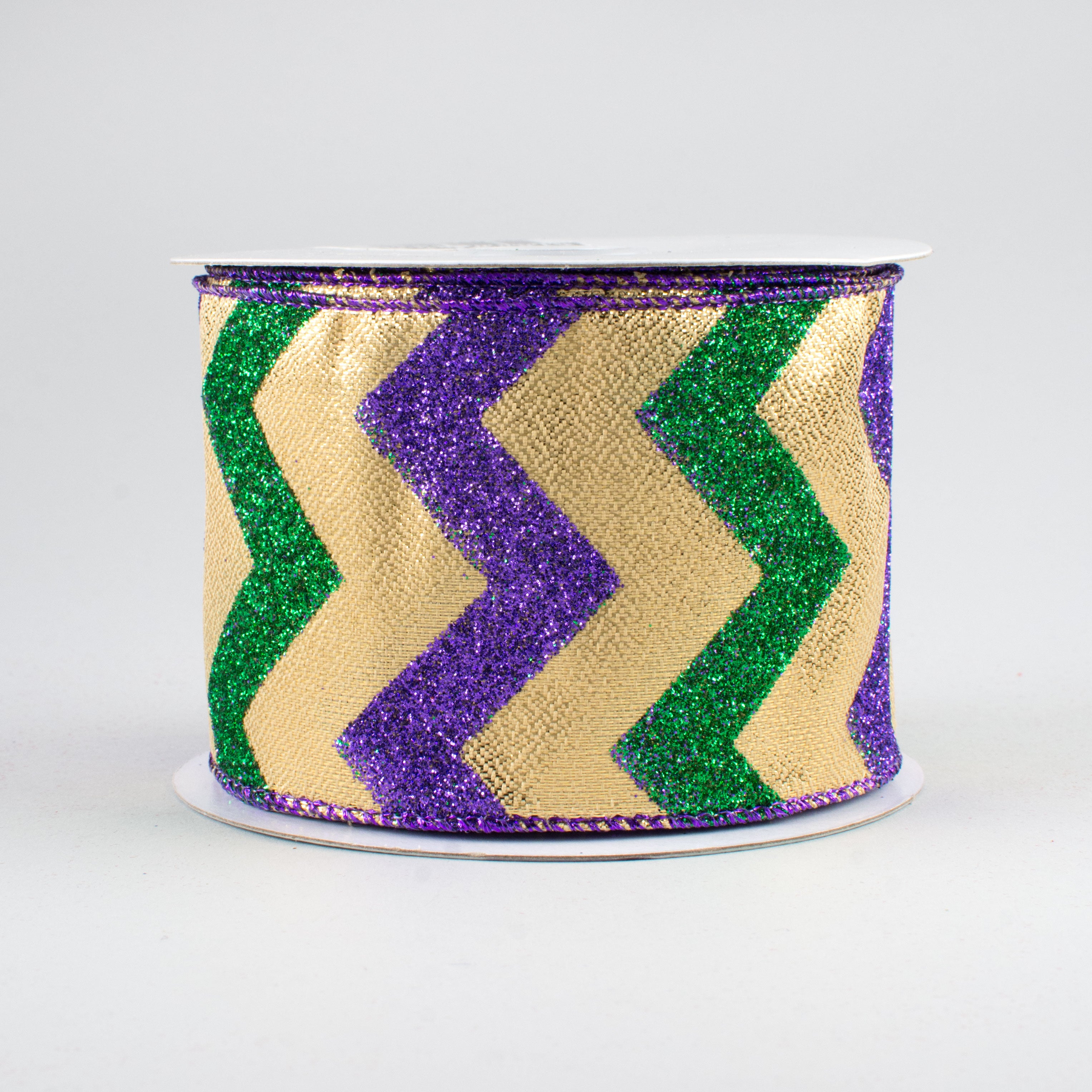 2.5" Metallic Chevron Ribbon: PGG (10 Yards)