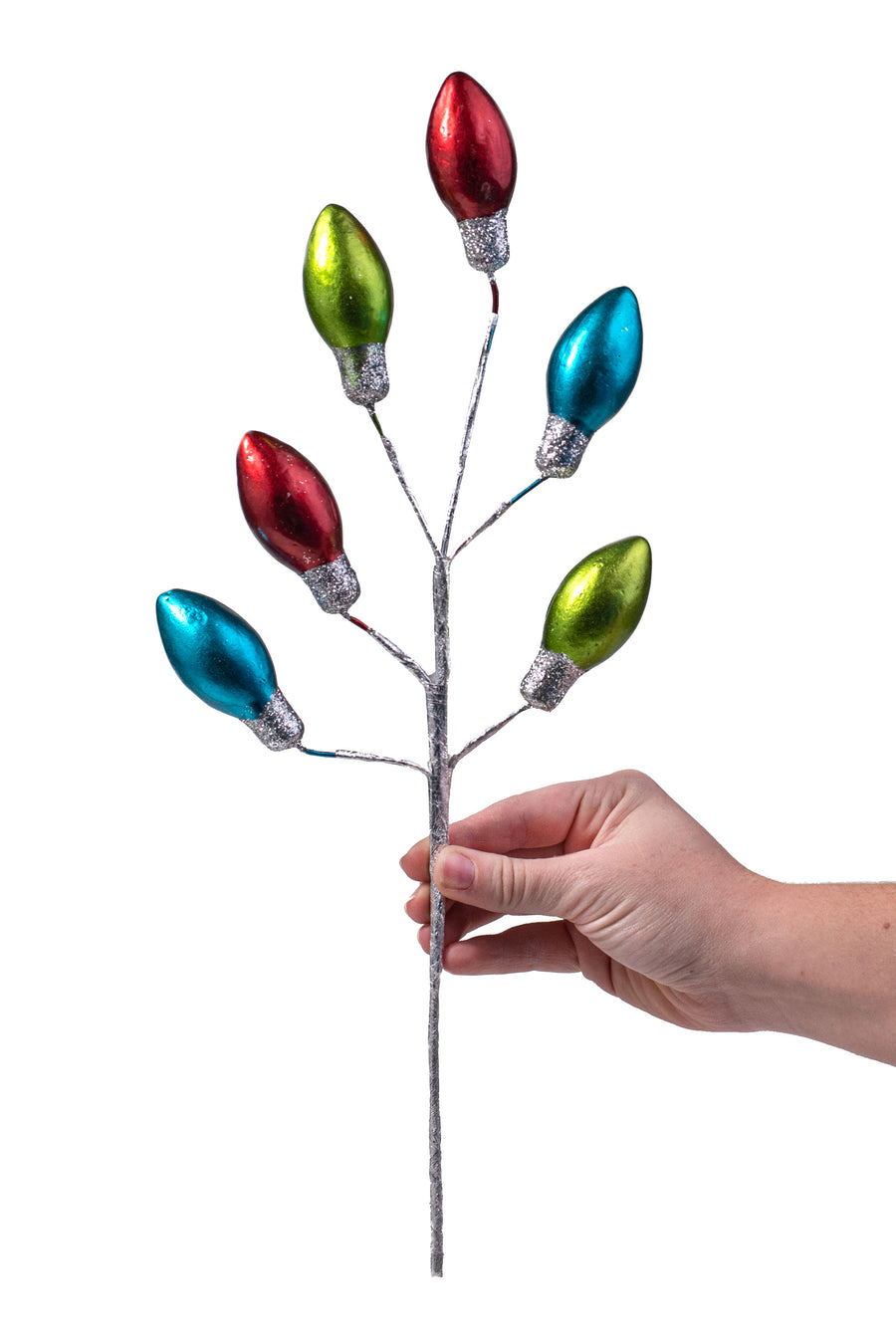 15" Metallic Christmas Lights Pick: Red, Green, Blue detail photo 3
