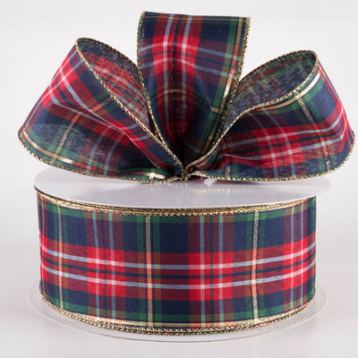 2.5" Metallic Craig Plaid Ribbon: Navy, Red, Green (50 Yards) Lifestyle Photo