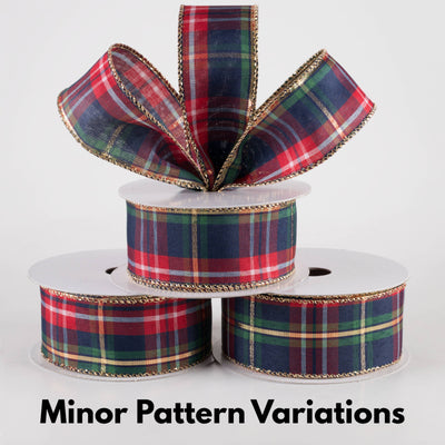 1.5" Metallic Craig Plaid Ribbon: Navy, Red, Green (10 Yards) Lifestyle Photo