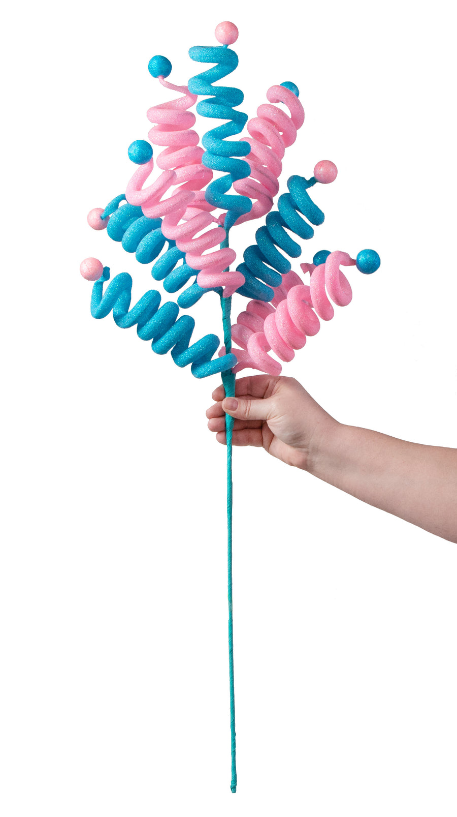 32" Metallic Curly Ball Spray: Pink & Blue detail photo 3