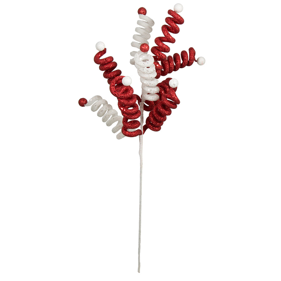 30" Metallic Curly Ball Spray: Red & White detail photo 4