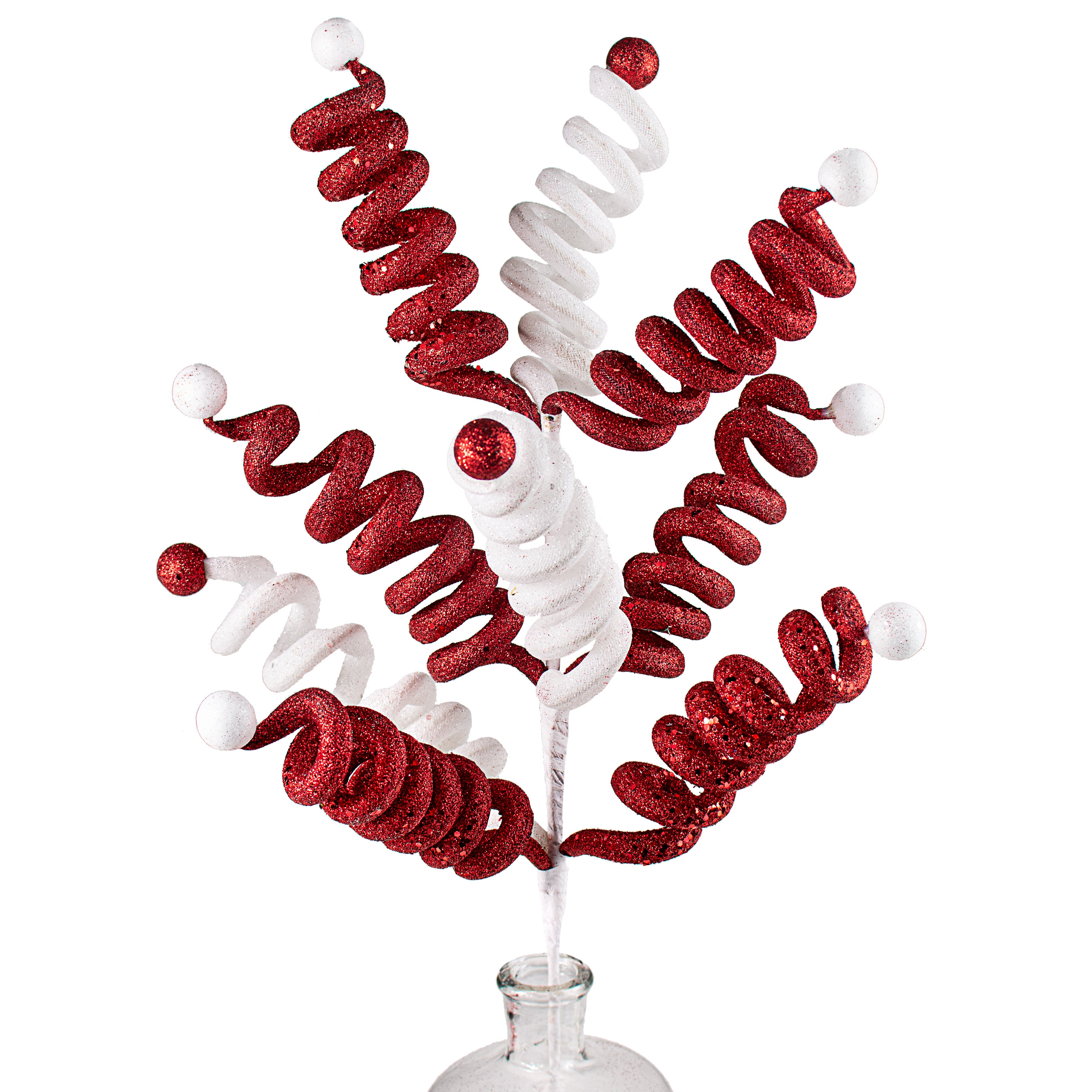30" Metallic Curly Ball Spray: Red & White Item Number: 82617RDWT