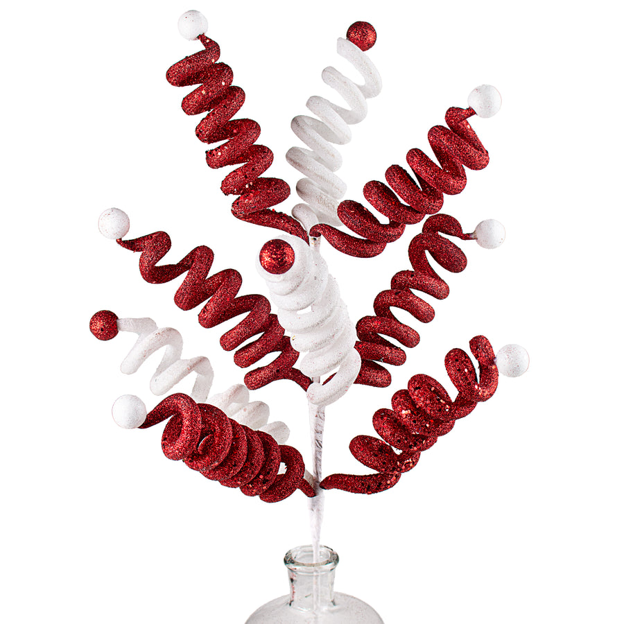 30" Metallic Curly Ball Spray: Red & White Item Number: 82617RDWT
