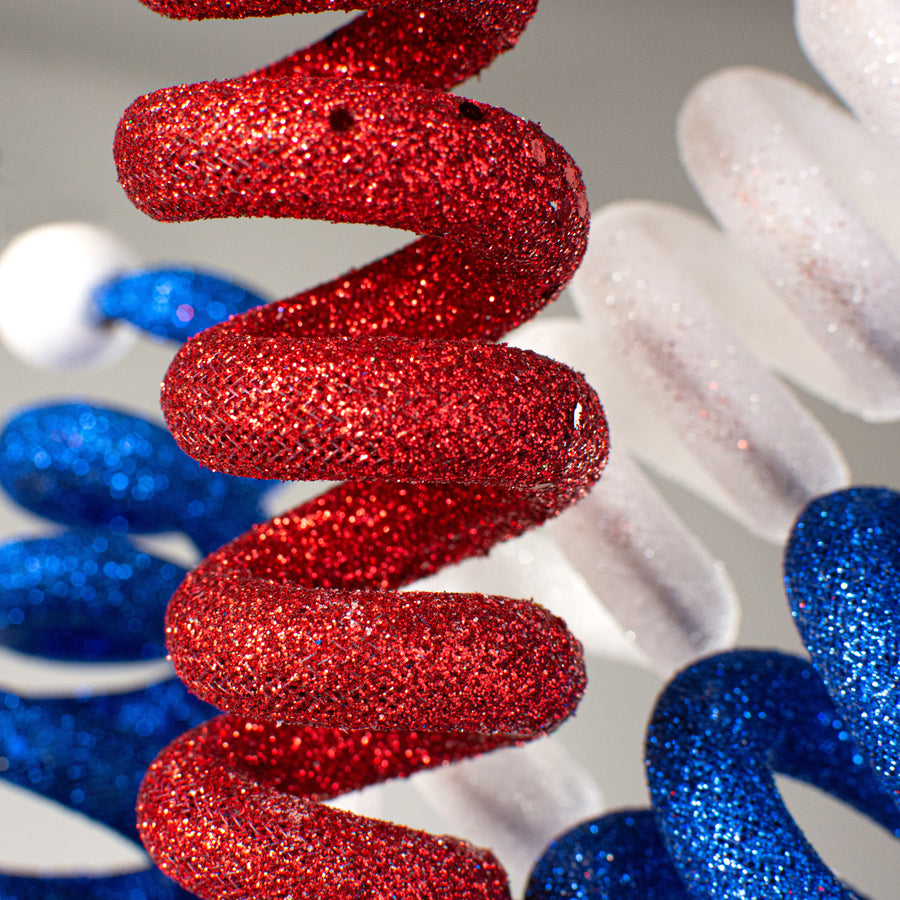 30" Metallic Curly Spirals Spray: Red, White, Blue detail photo 3