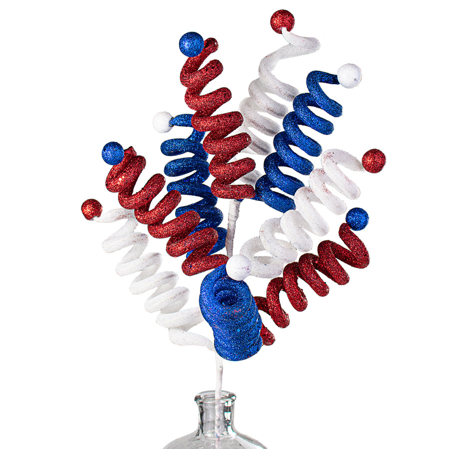 30" Metallic Curly Spirals Spray: Red, White, Blue Item Number: 74093RWB