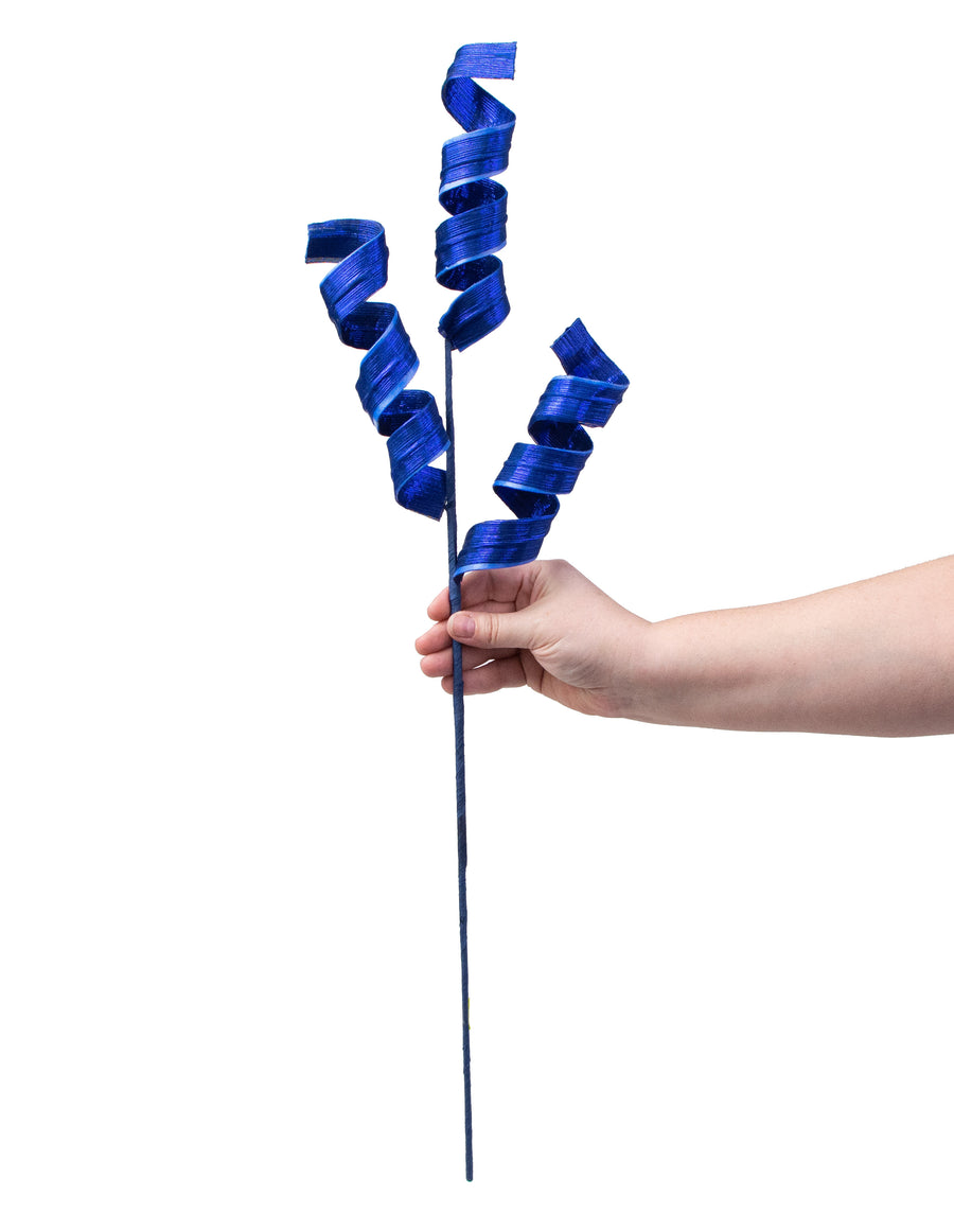 28" Metallic Curly Spray: Blue detail photo 3