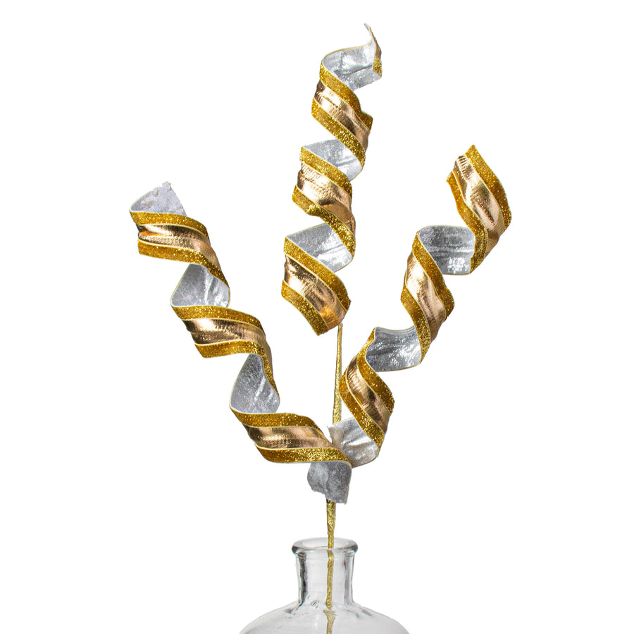 30" Metallic Curly Spray: Gold & Silver Item Number: 85203GDSV