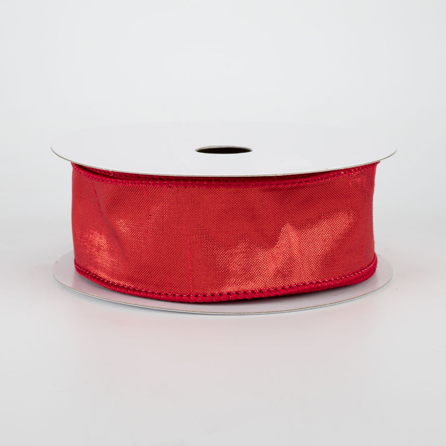 1.5" Metallic Dupioni Ribbon: Red (10 Yards)