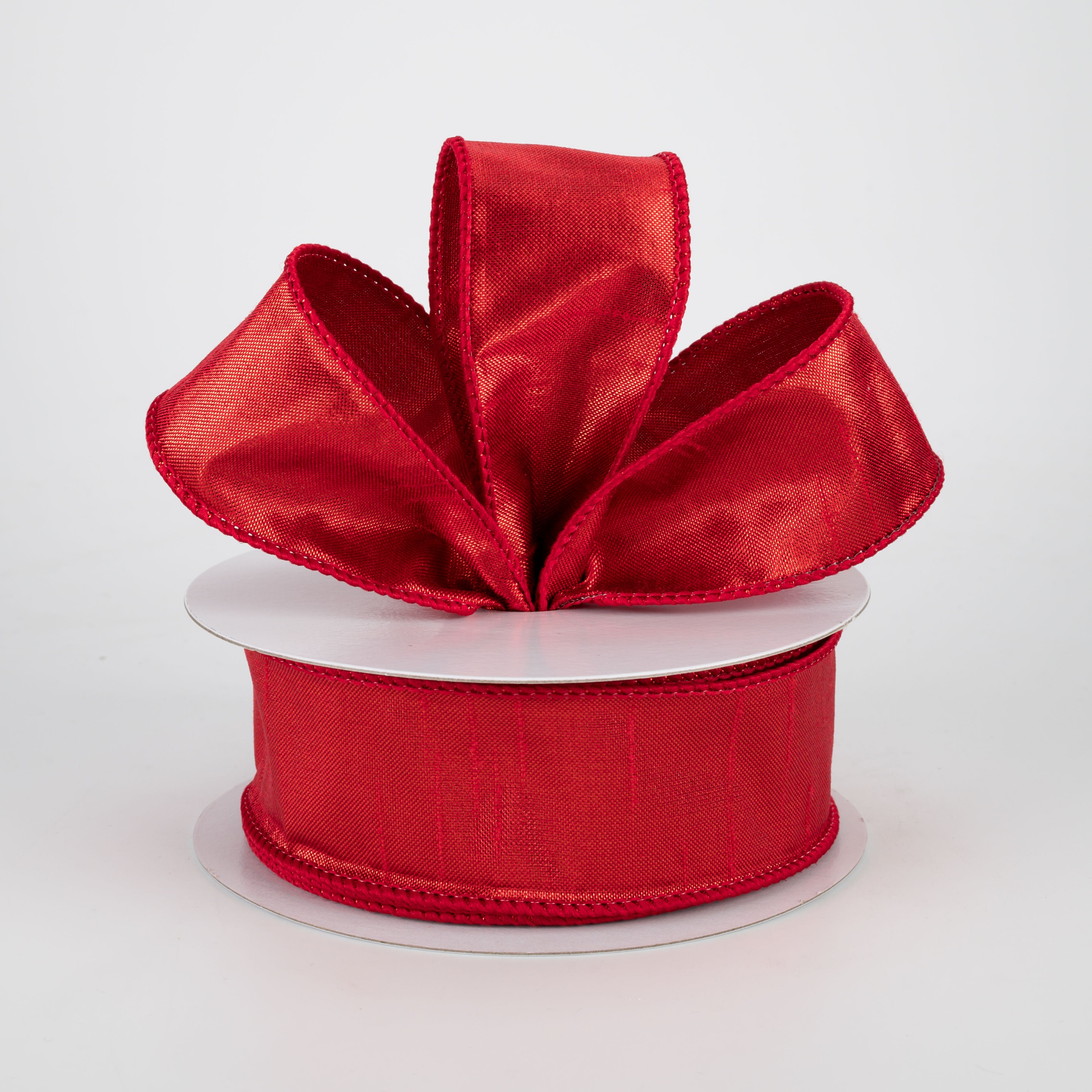 1.5" Metallic Dupioni Ribbon: Red (10 Yards) Lifestyle Photo