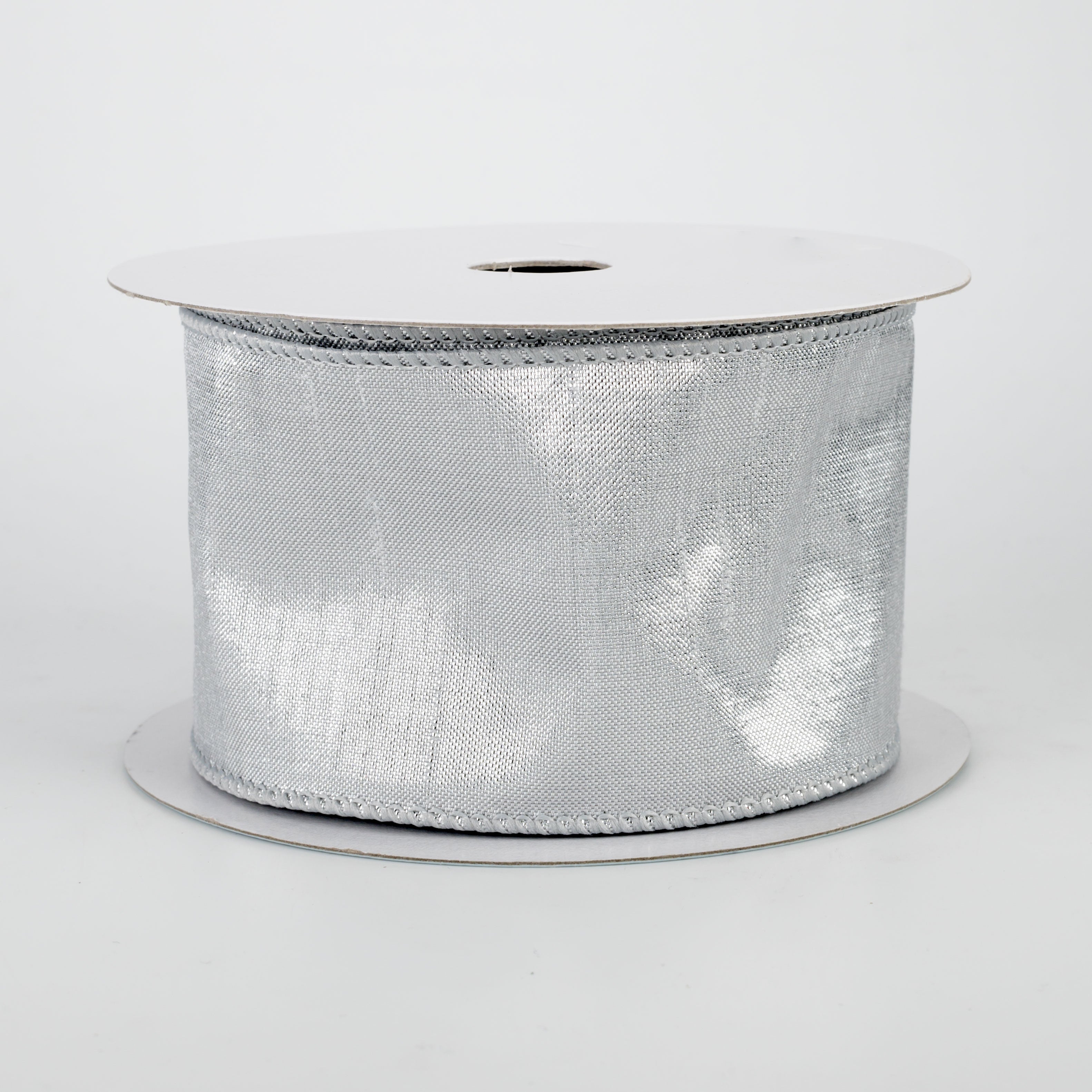 2.5" Metallic Dupioni Ribbon: Silver (10 Yards)