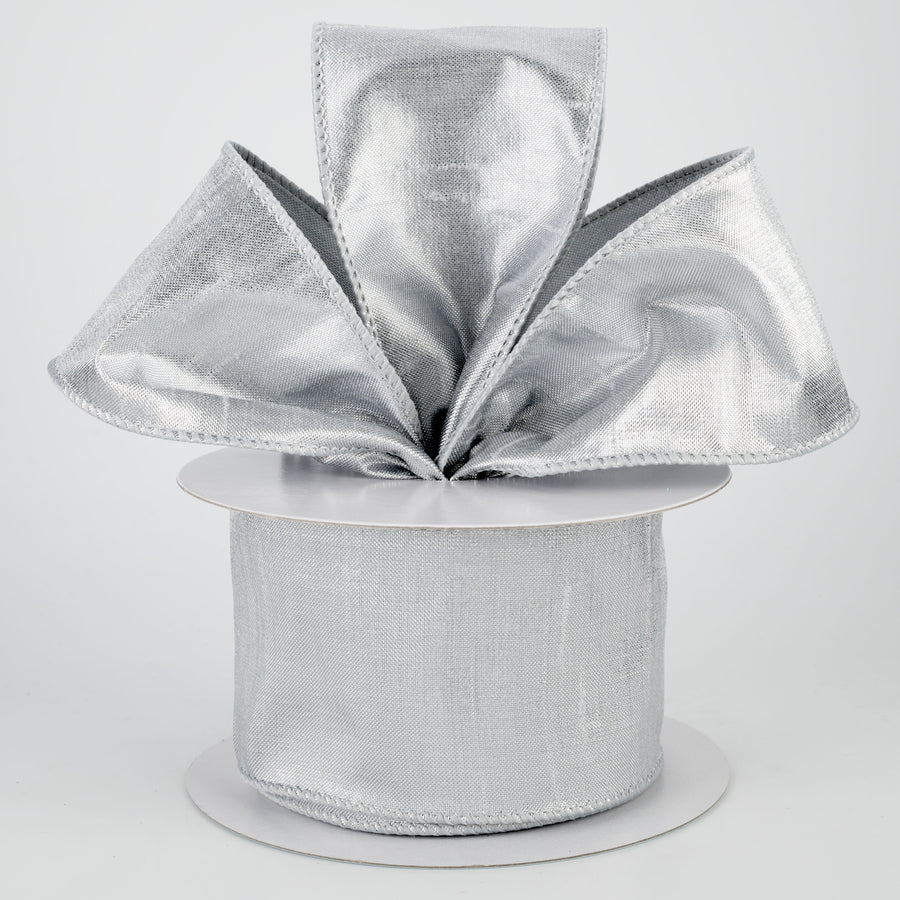 2.5" Metallic Dupioni Ribbon: Silver (10 Yards) Lifestyle Photo