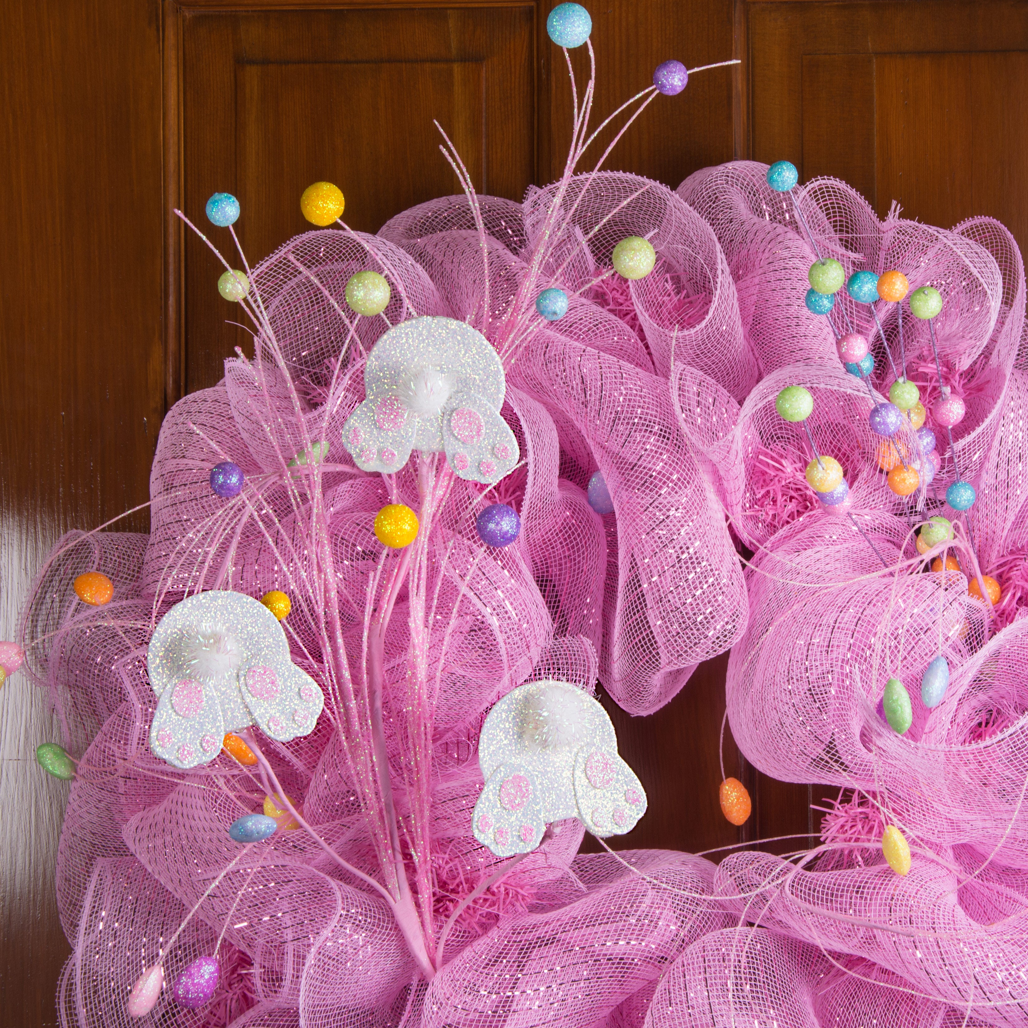 30" Metallic Easter Bunny Bottom Twig & Ball Spray: Pink Lifestyle Photo