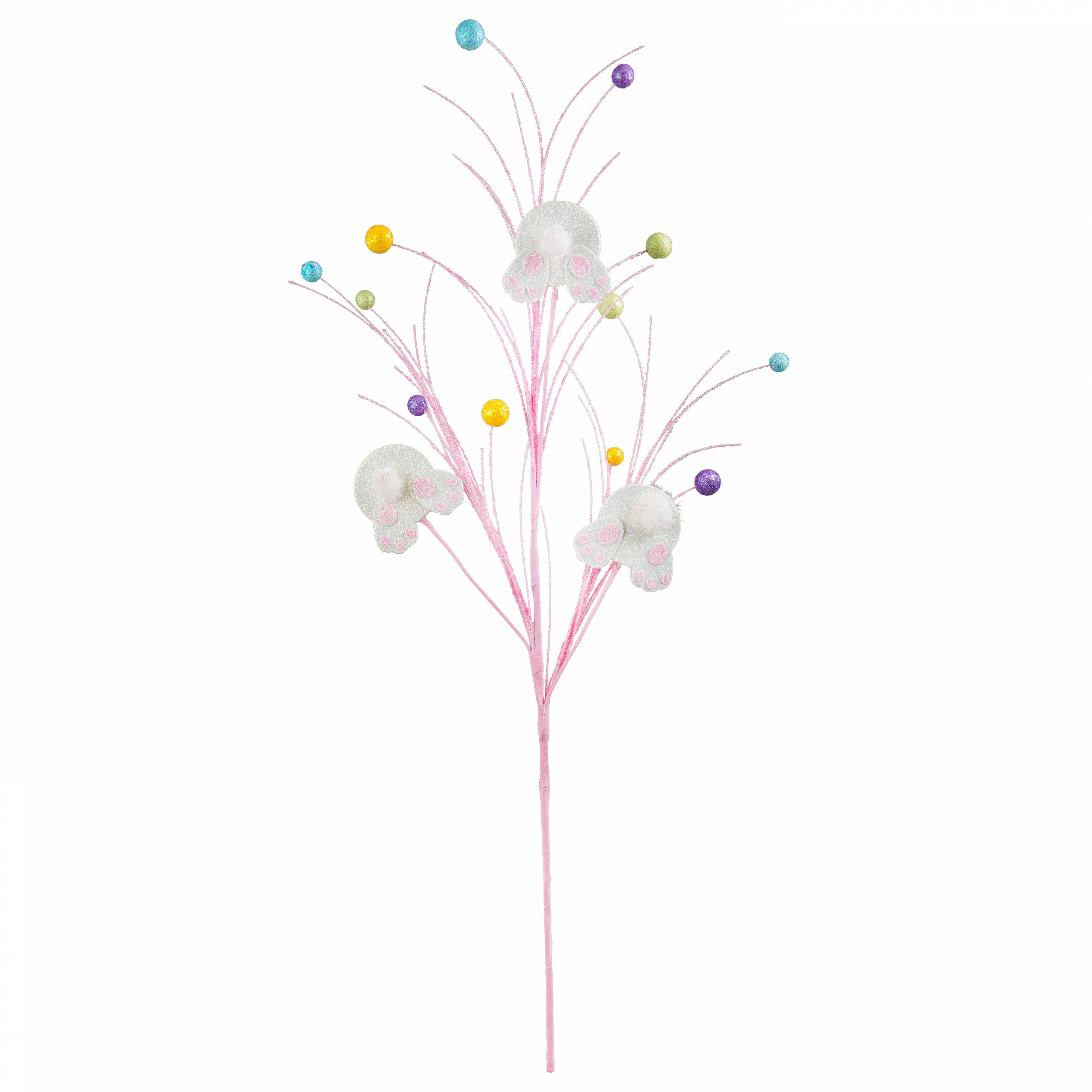 30" Metallic Easter Bunny Bottom Twig & Ball Spray: Pink Item Number: HE4113