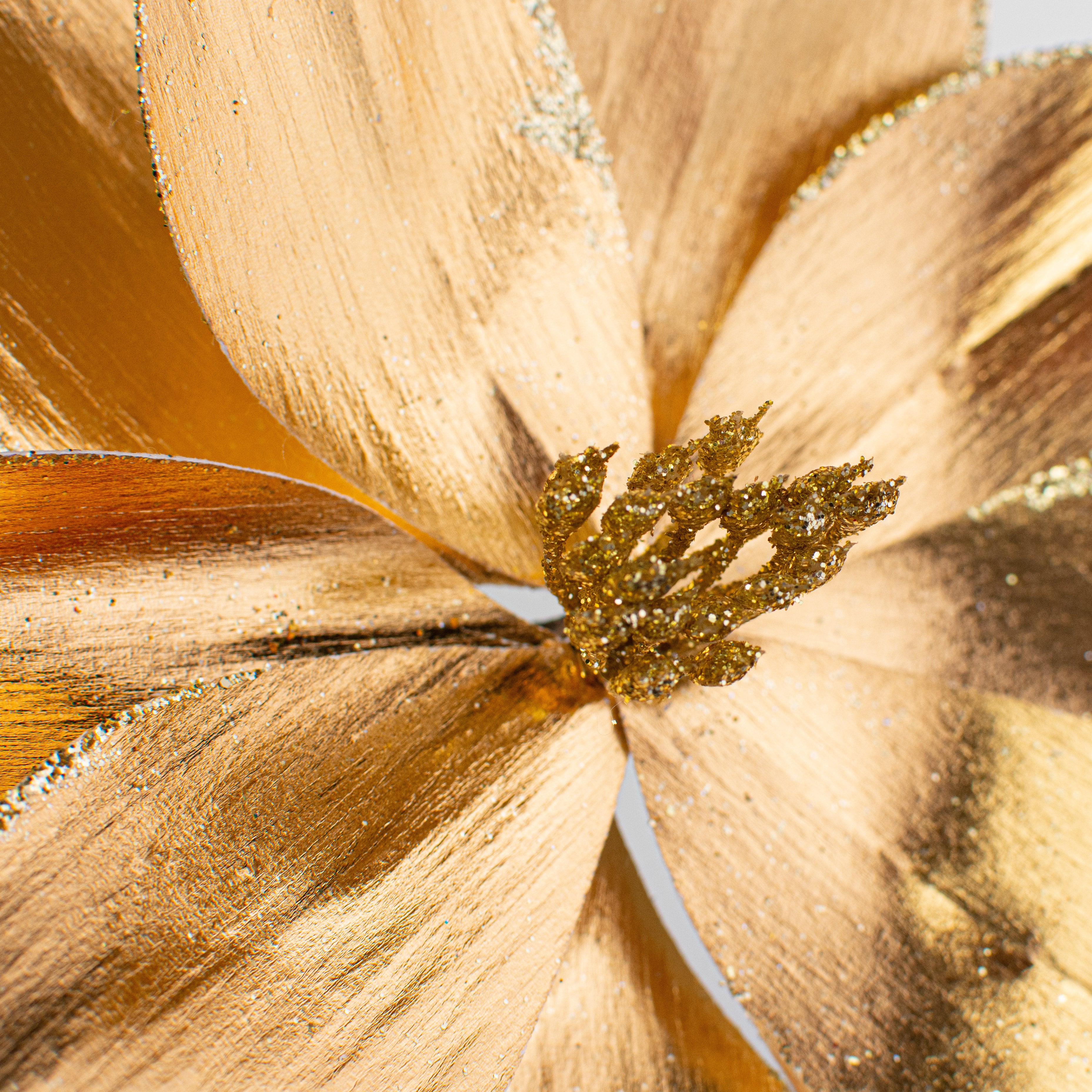 22" Metallic Fabric Poinsettia Stem: Gold Lifestyle Photo