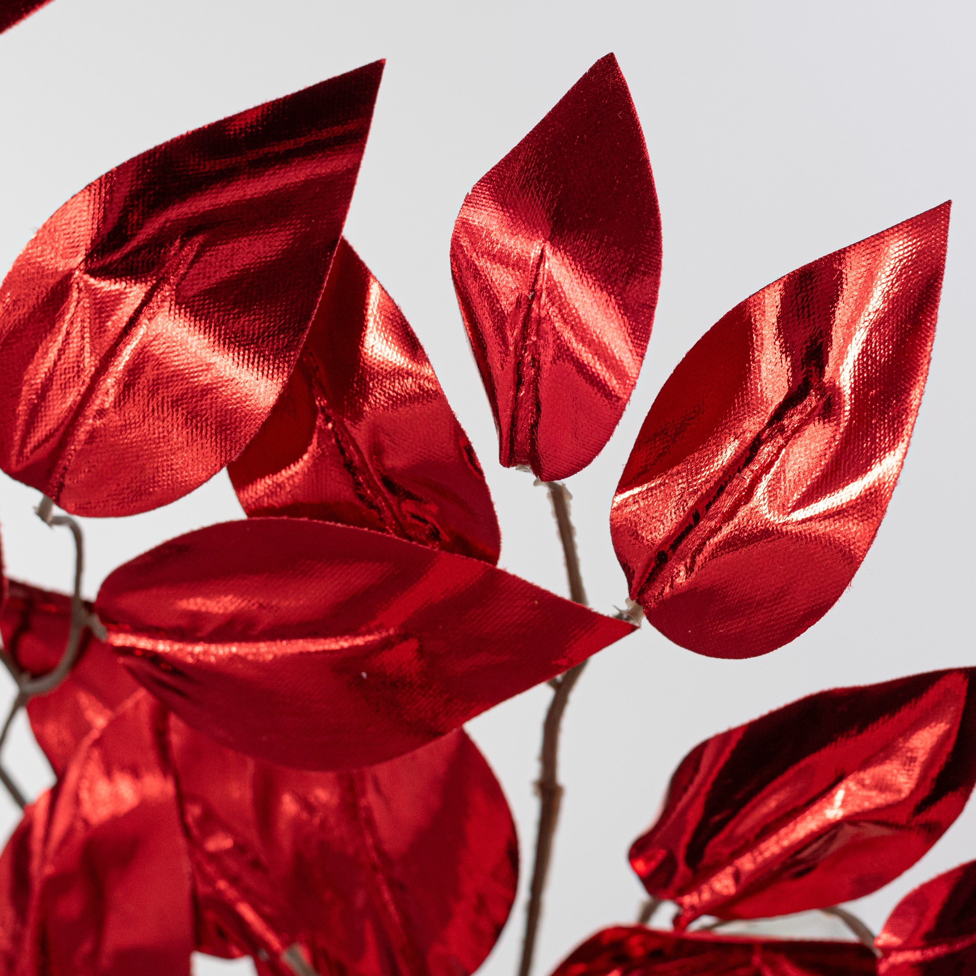 23" Metallic Ficus Leaf Spray: Red (12) Lifestyle Photo