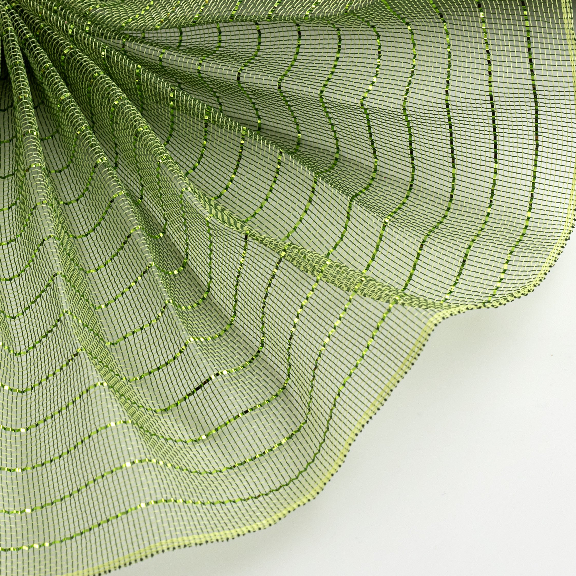 10" Metallic Fine Weave Deco Mesh: Moss & Apple Green Lifestyle Photo