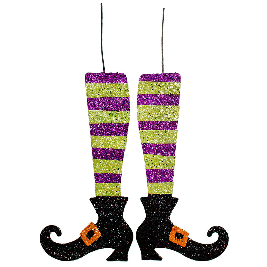 16" Metallic Foam Glittered Witch Leg Pair: Purple & Green Item Number: HH1176