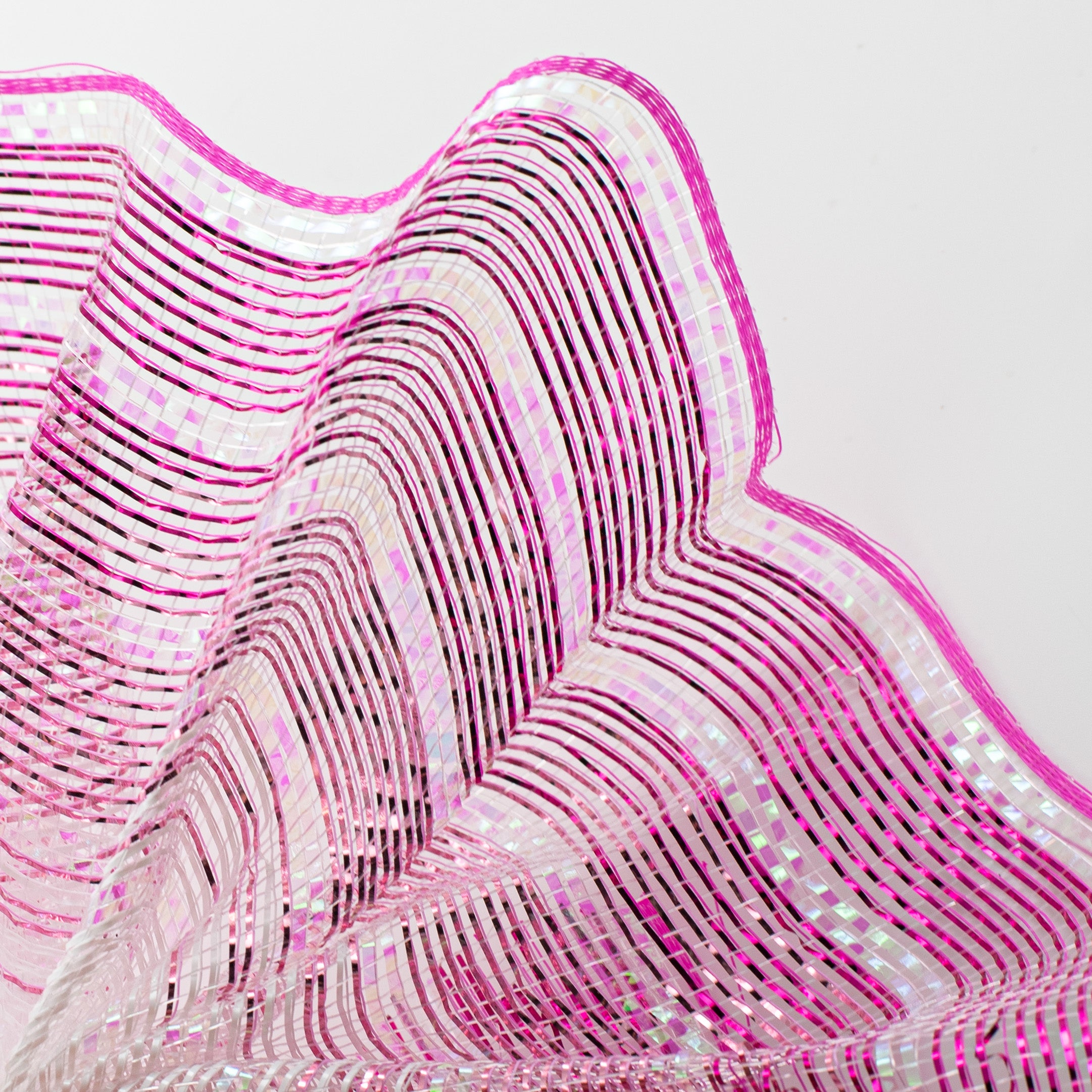 10" Metallic Foil Ombré Mesh: Hot Pink, Light Pink, White, Iridescent Lifestyle Photo