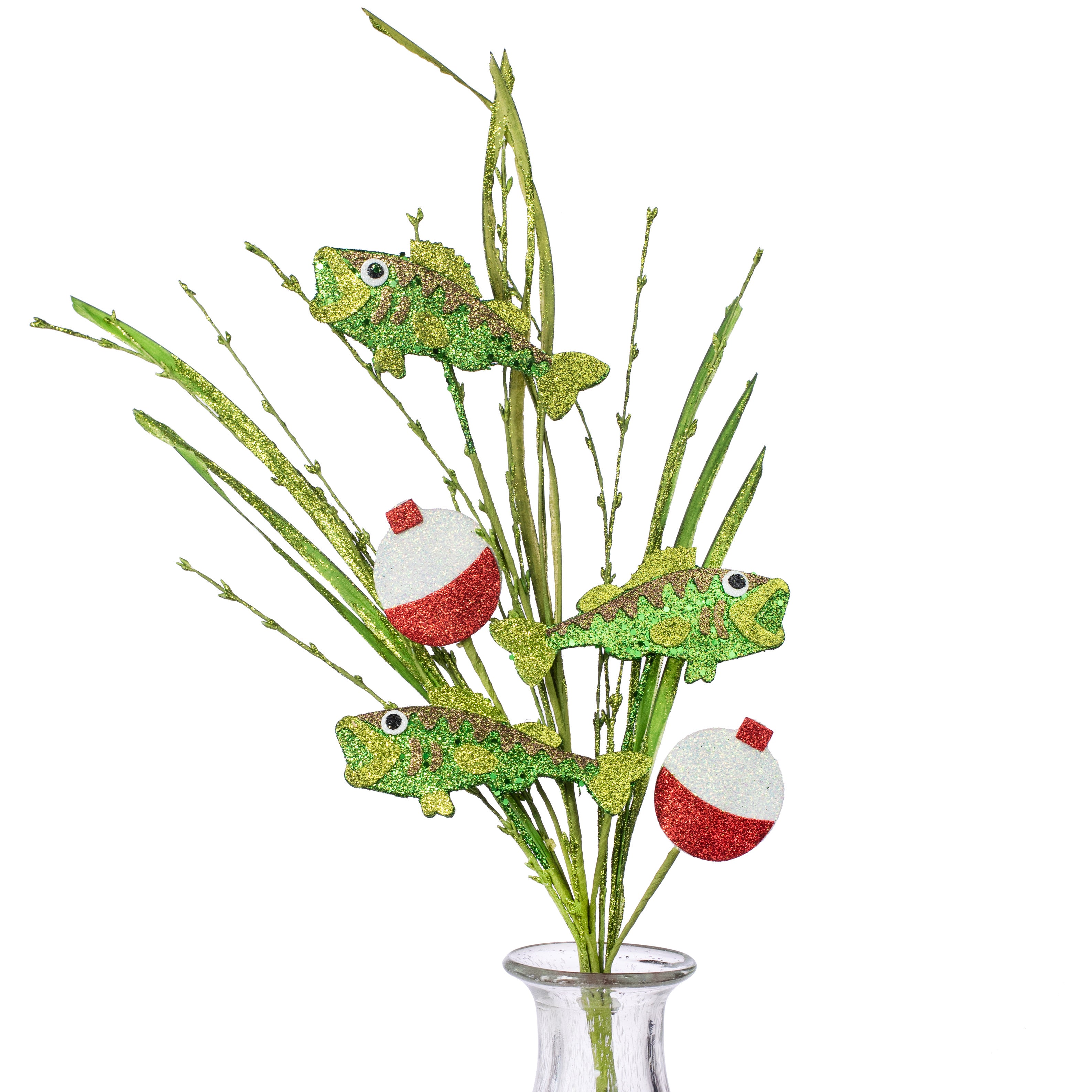28" Metallic Glitter Bass Fishing Bobber Spray: Green, Red, White Item Number: MN0015