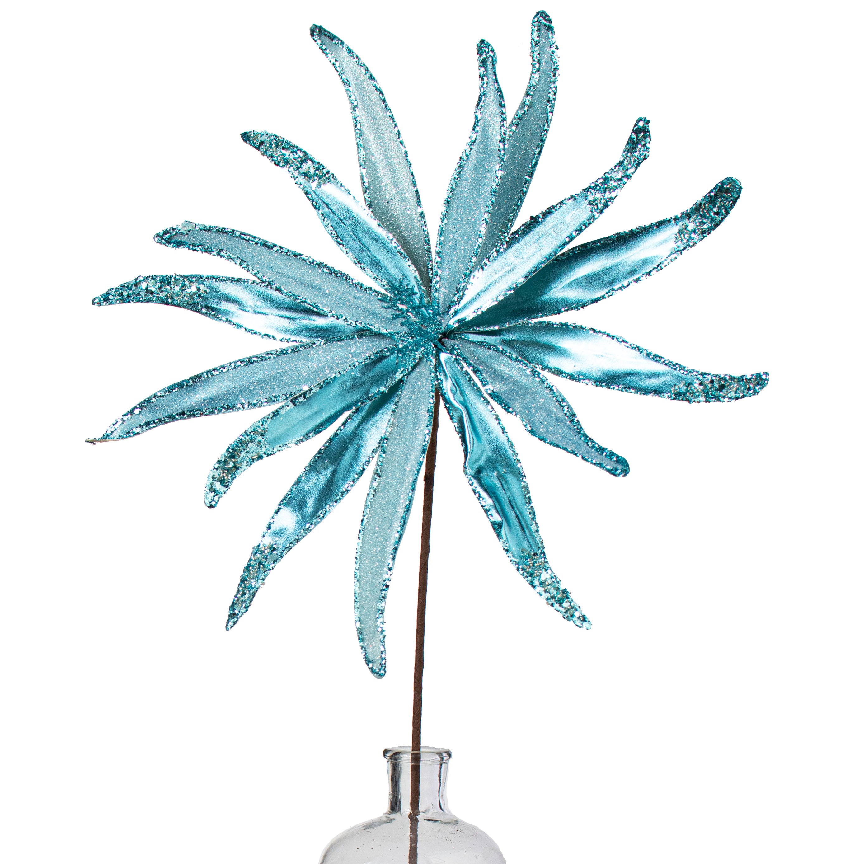 19" Metallic & Glitter Bead Flower Stem: Ice Blue Item Number: XS863248
