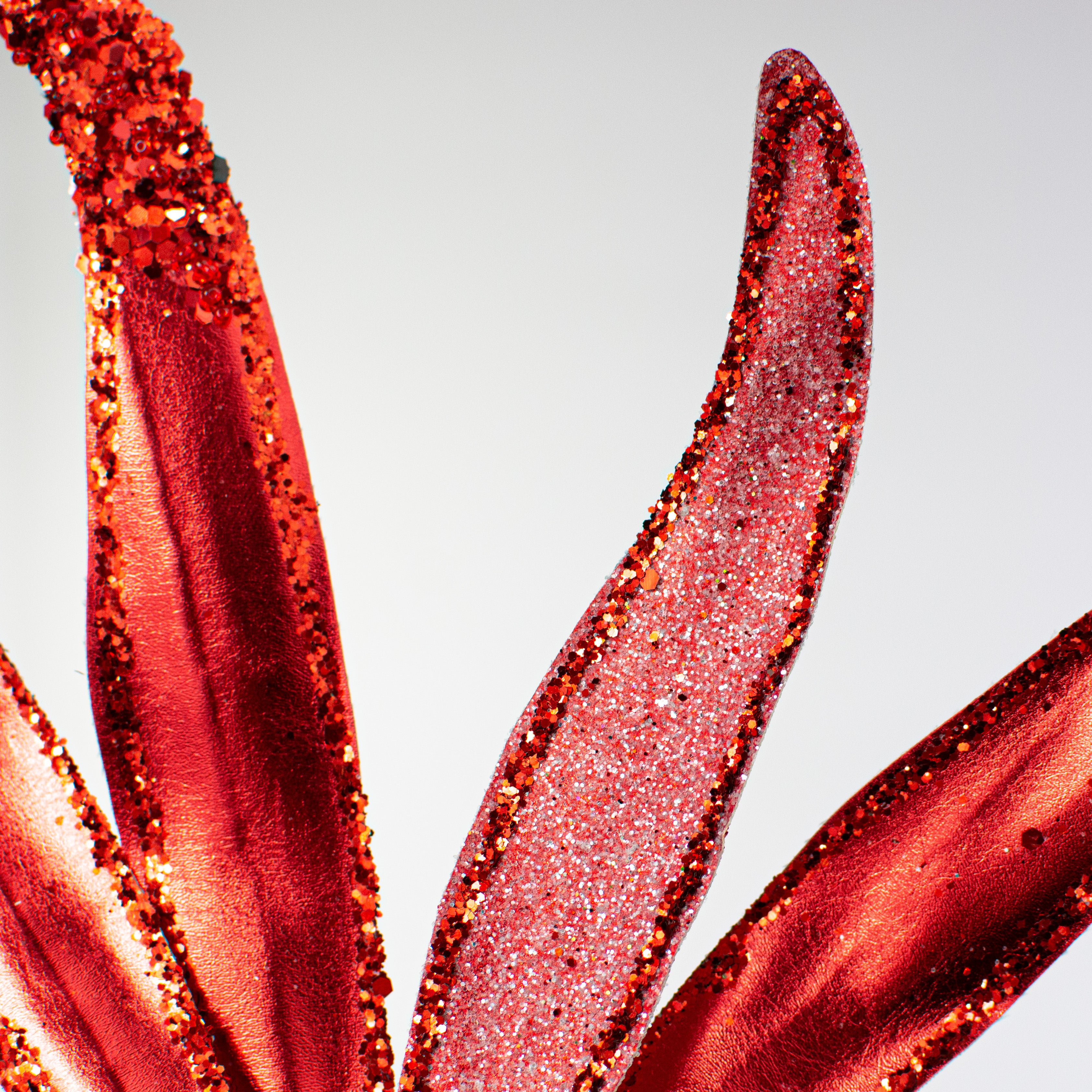 19" Metallic & Glitter Bead Flower Stem: Red Lifestyle Photo