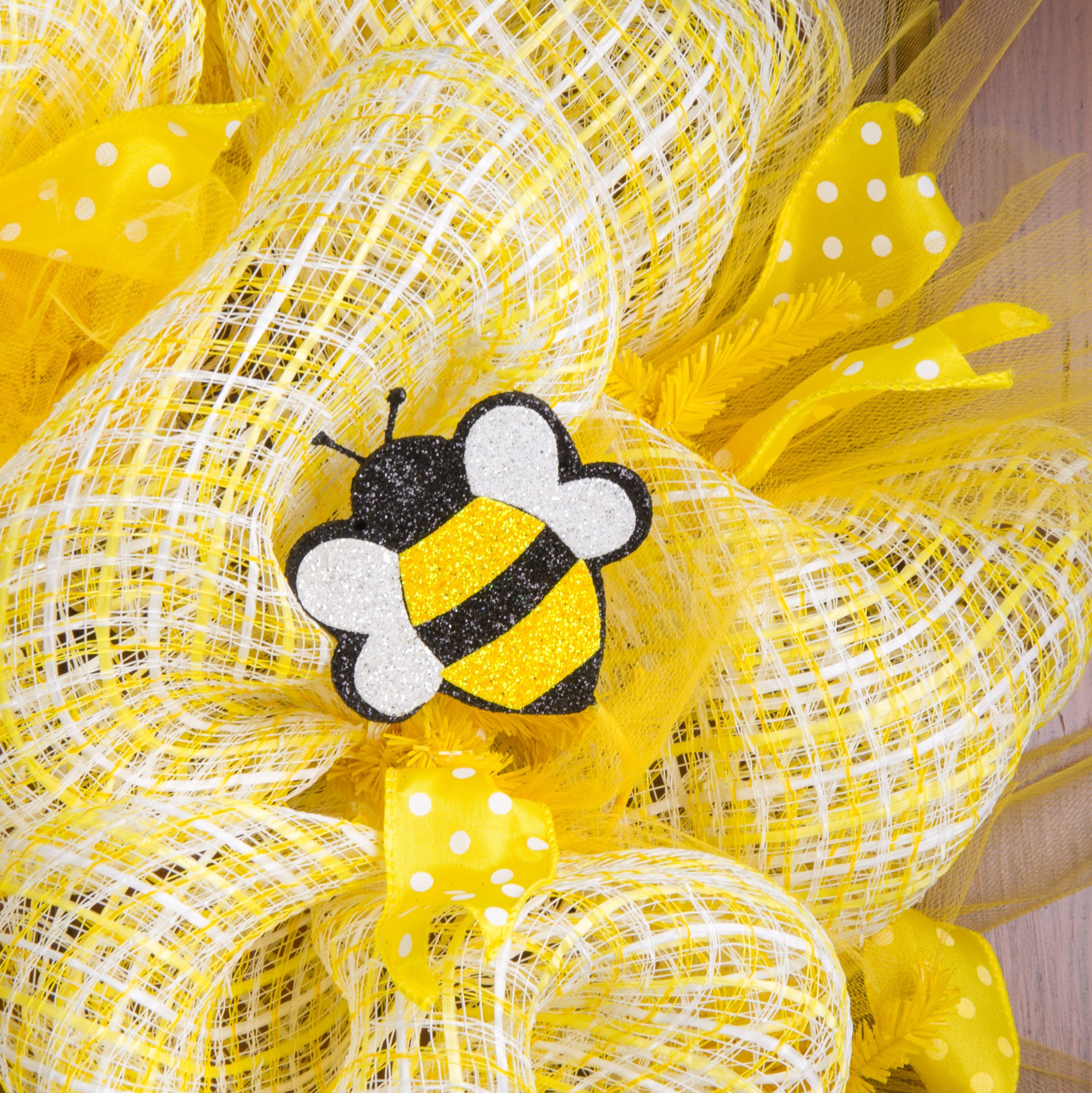 15" Metallic Glitter Bumble Bee Pick: Yellow & Black Lifestyle Photo