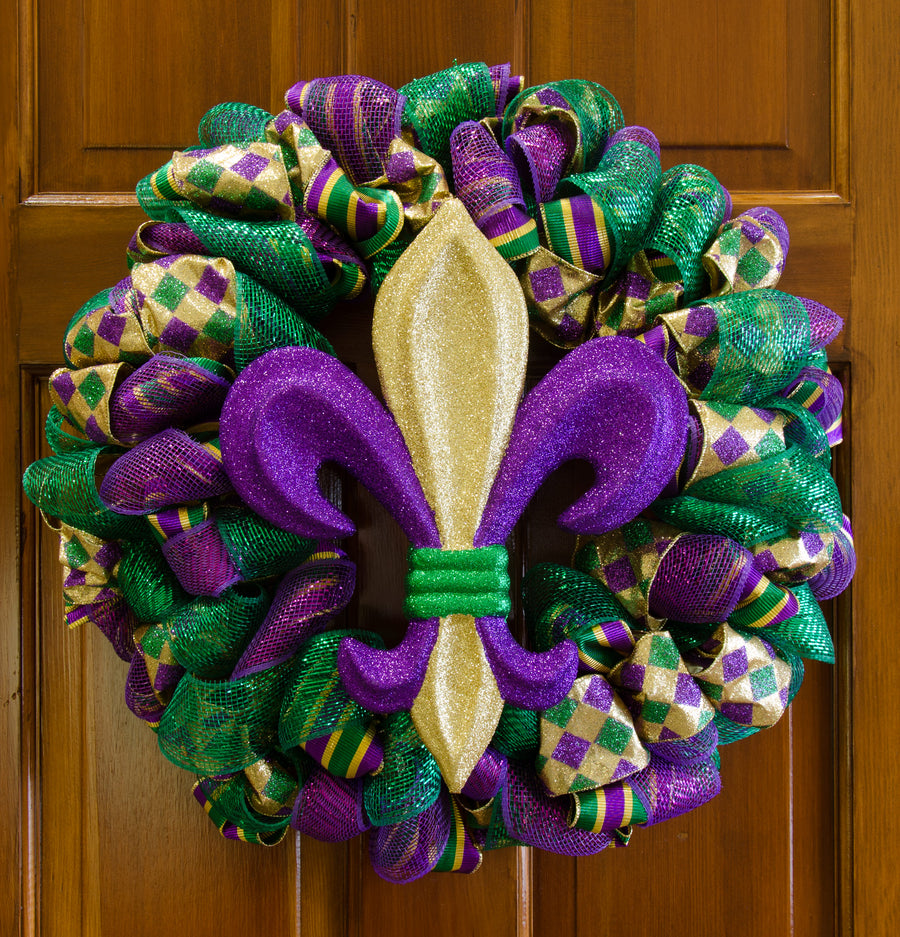 13" Metallic Glitter Fleur De Lis Decoration: Mardi Gras Lifestyle Photo