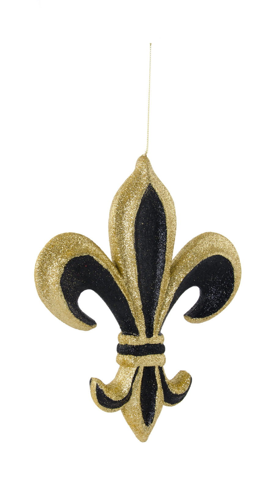 10" Metallic Glitter Fleur De Lis Ornament: Black & Gold detail photo 3