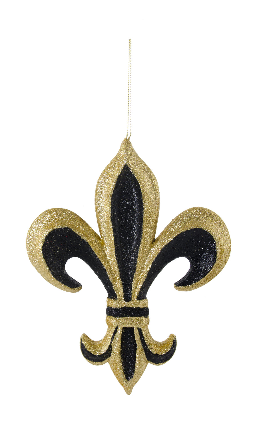 10" Metallic Glitter Fleur De Lis Ornament: Black & Gold Item Number: MZ1780E6