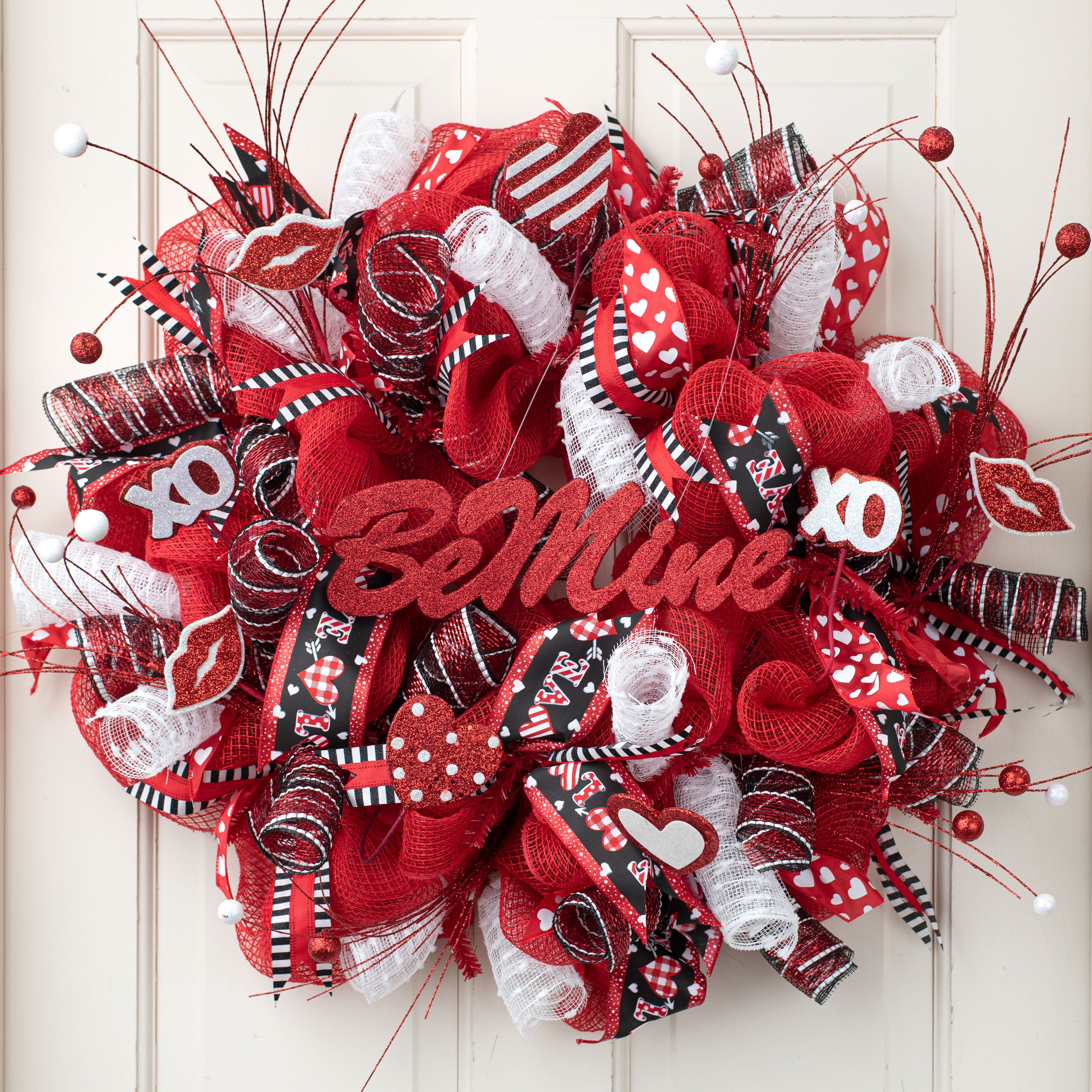 30" Metallic Glitter Foam Heart Spray: Red & White Lifestyle Photo
