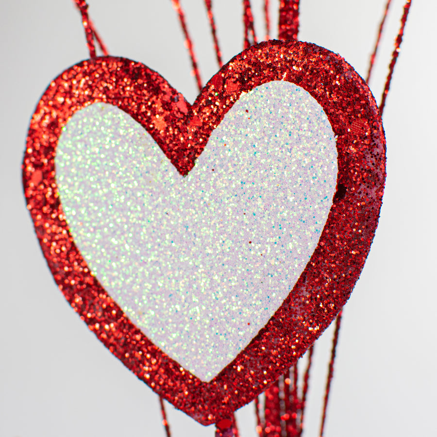 30" Metallic Glitter Foam Heart Spray: Red & White detail photo 3