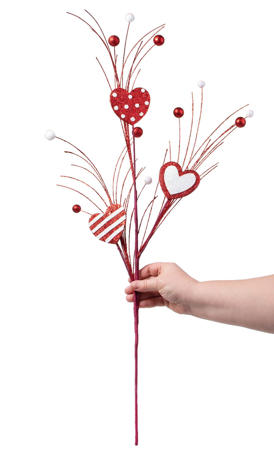30" Metallic Glitter Foam Heart Spray: Red & White detail photo 4