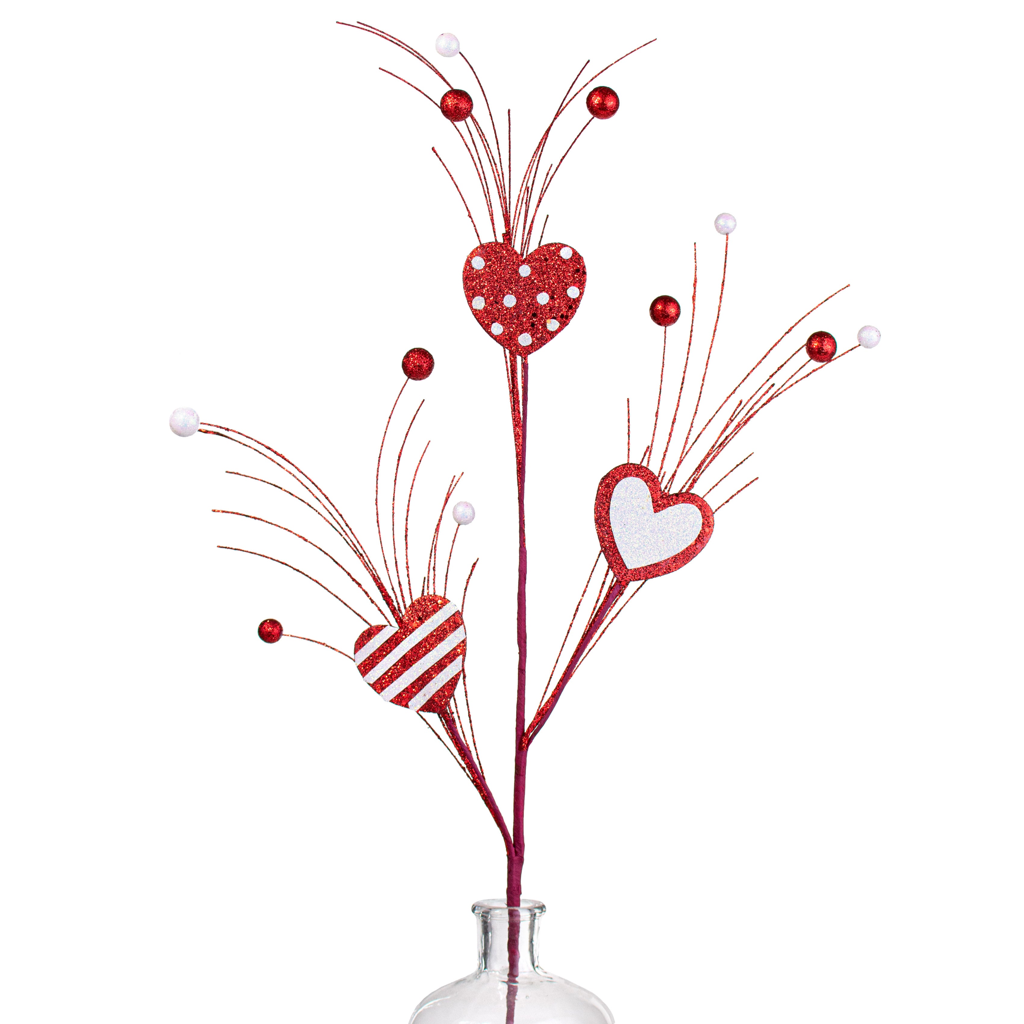 30" Metallic Glitter Foam Heart Spray: Red & White Item Number: HV1326