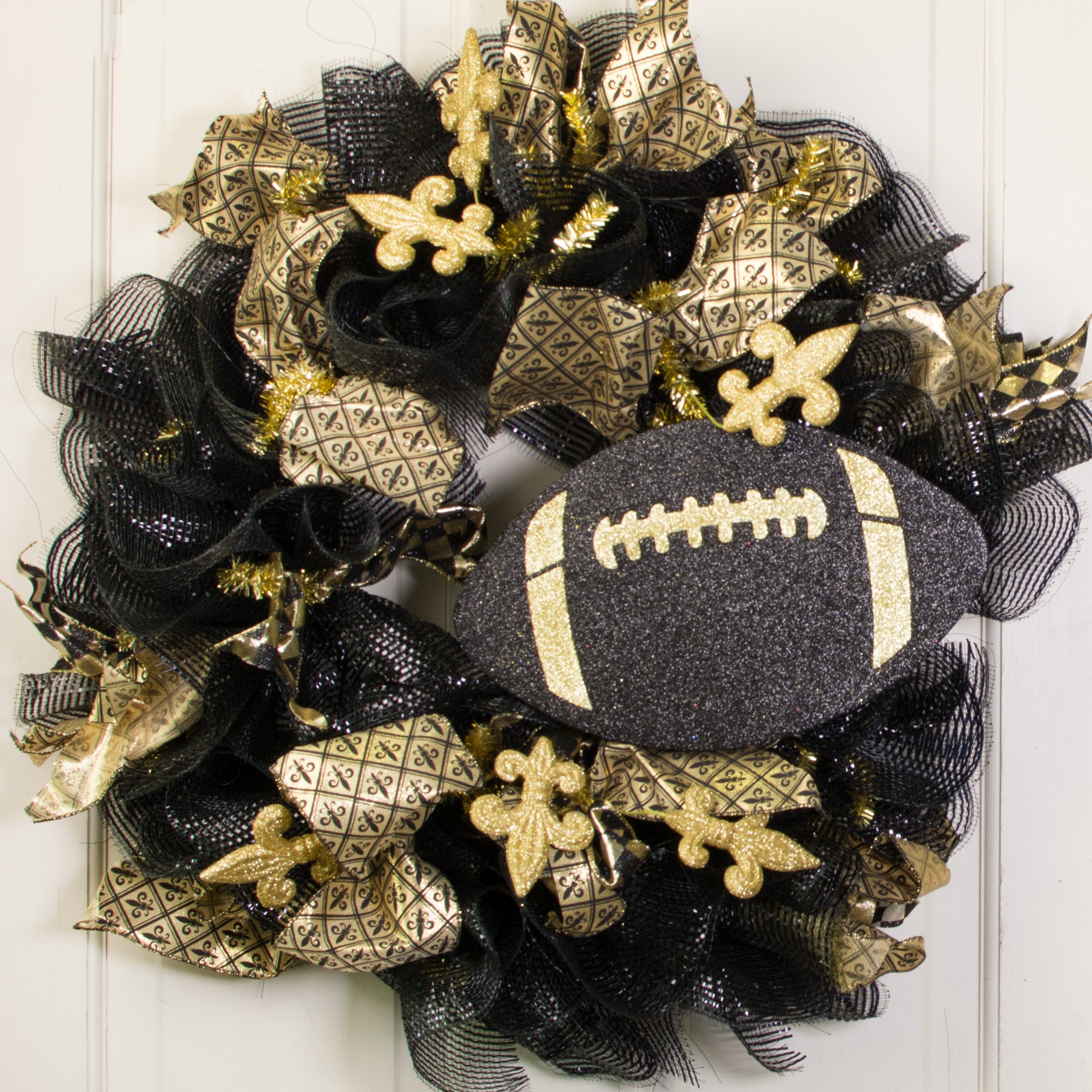 12" Metallic Glitter Football: Black & Gold Lifestyle Photo