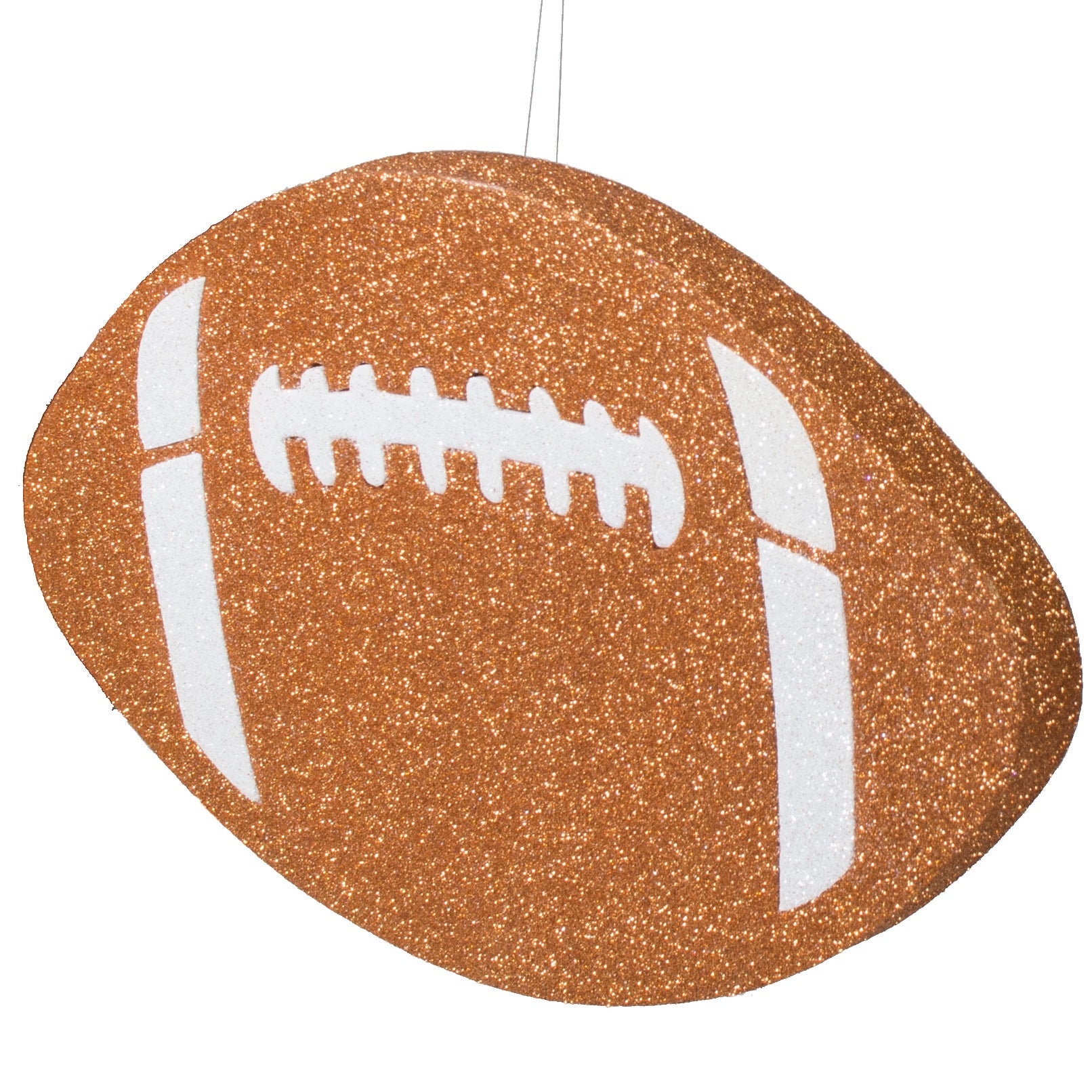 12" Metallic Glitter Football: Burnt Orange & White detail photo 3