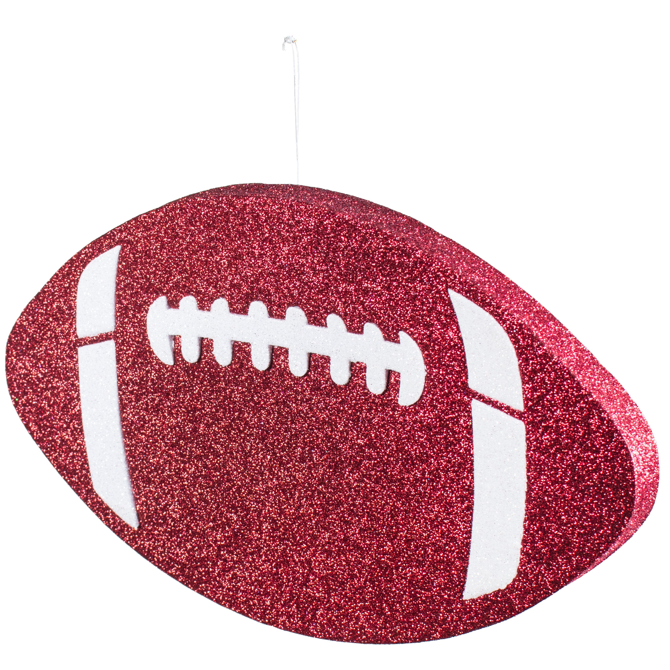 12" Metallic Glitter Football: Crimson & White detail photo 3
