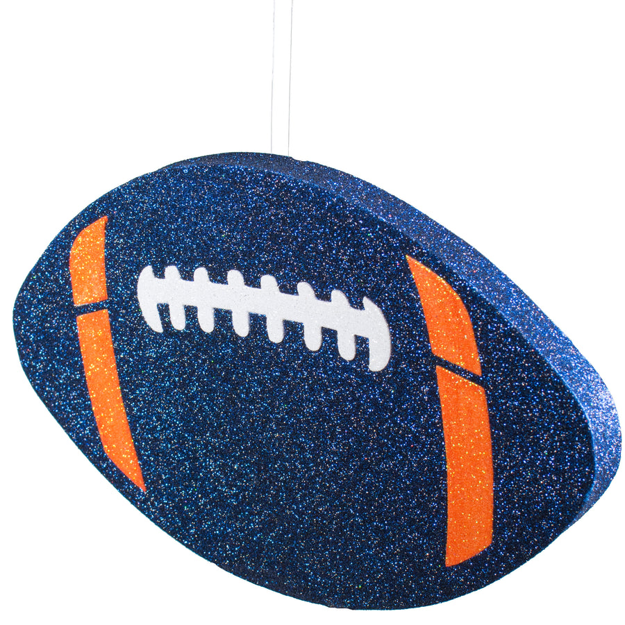 12" Metallic Glitter Football: Navy Blue, Orange, White detail photo 3