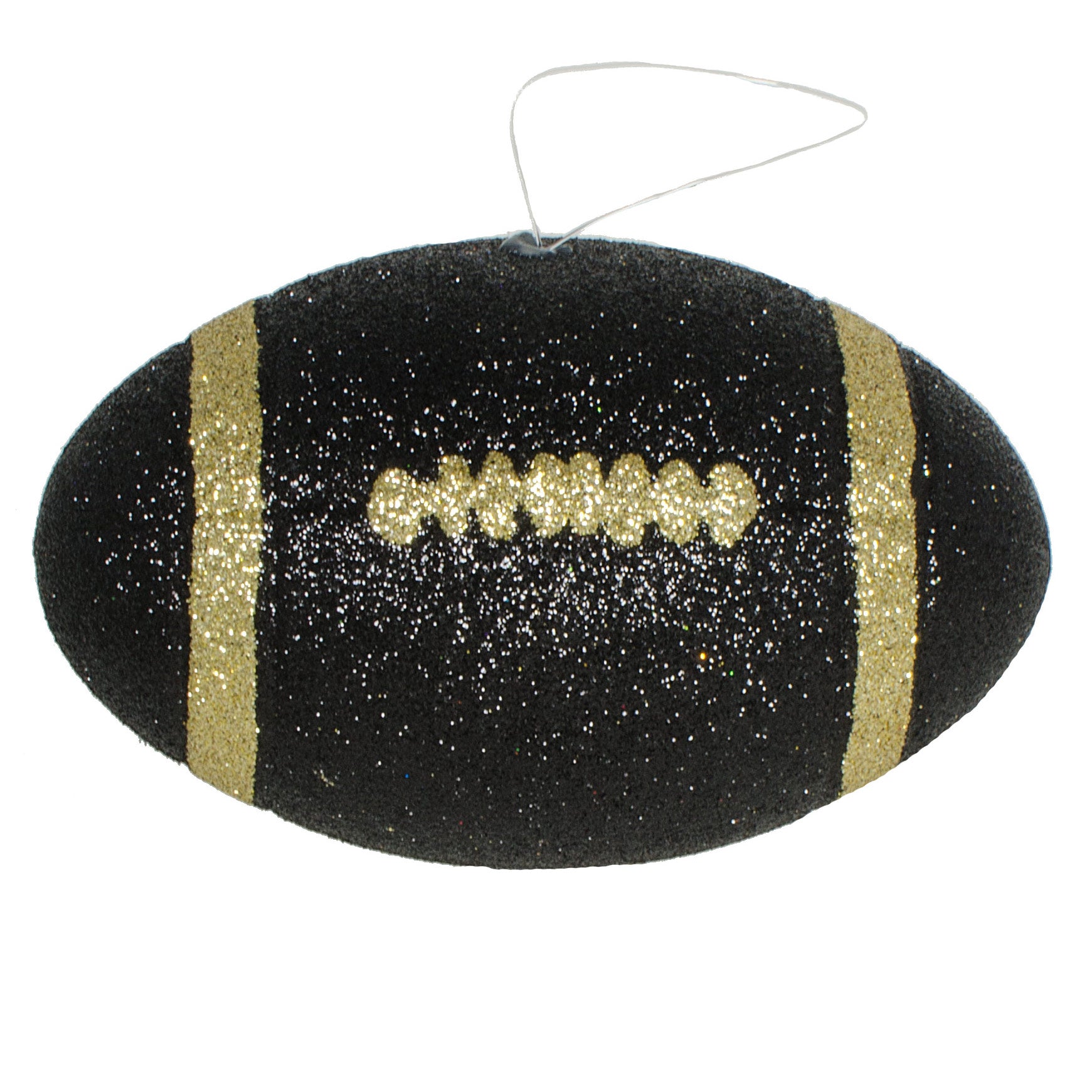 4.5" Metallic Glitter Football Ornament: Black & Gold Item Number: MS1200X9