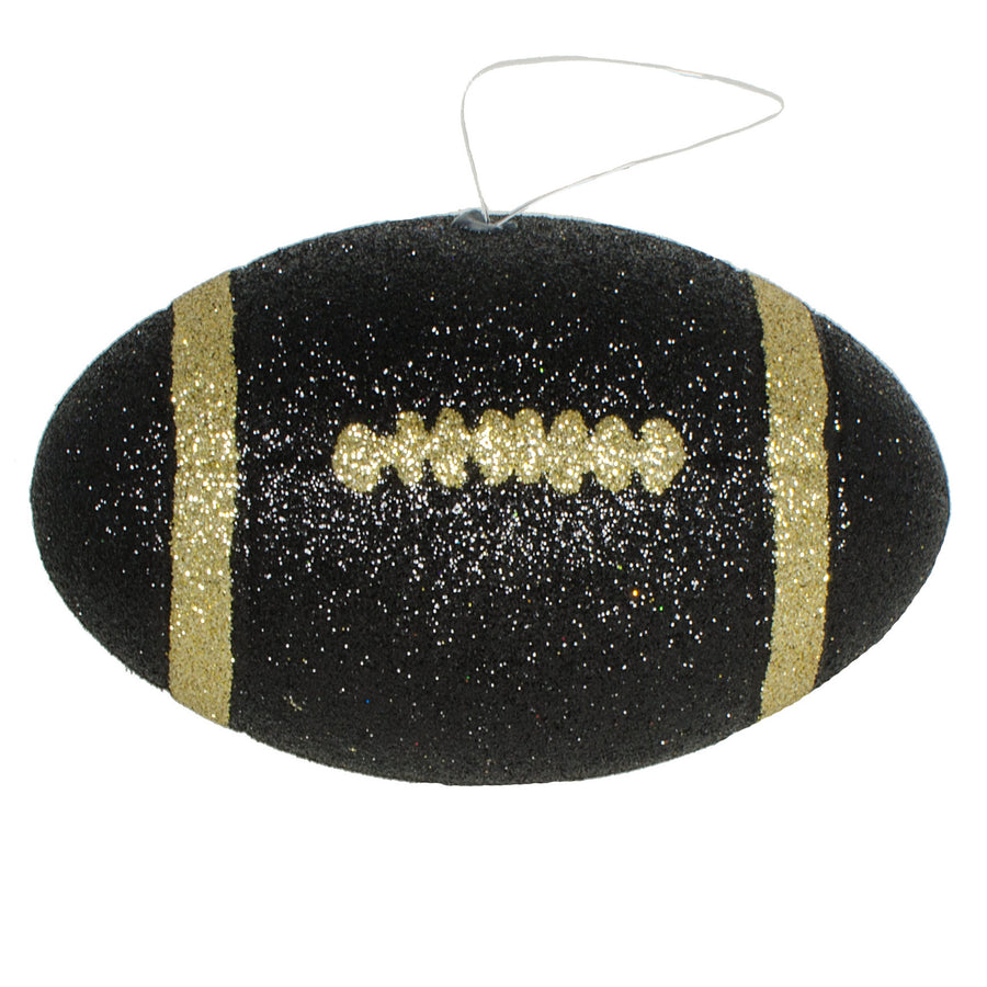 4.5" Metallic Glitter Football Ornament: Black & Gold Item Number: MS1200X9