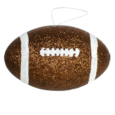4.5" Metallic Glitter Football Ornament: Brown & White Item Number: MS120004