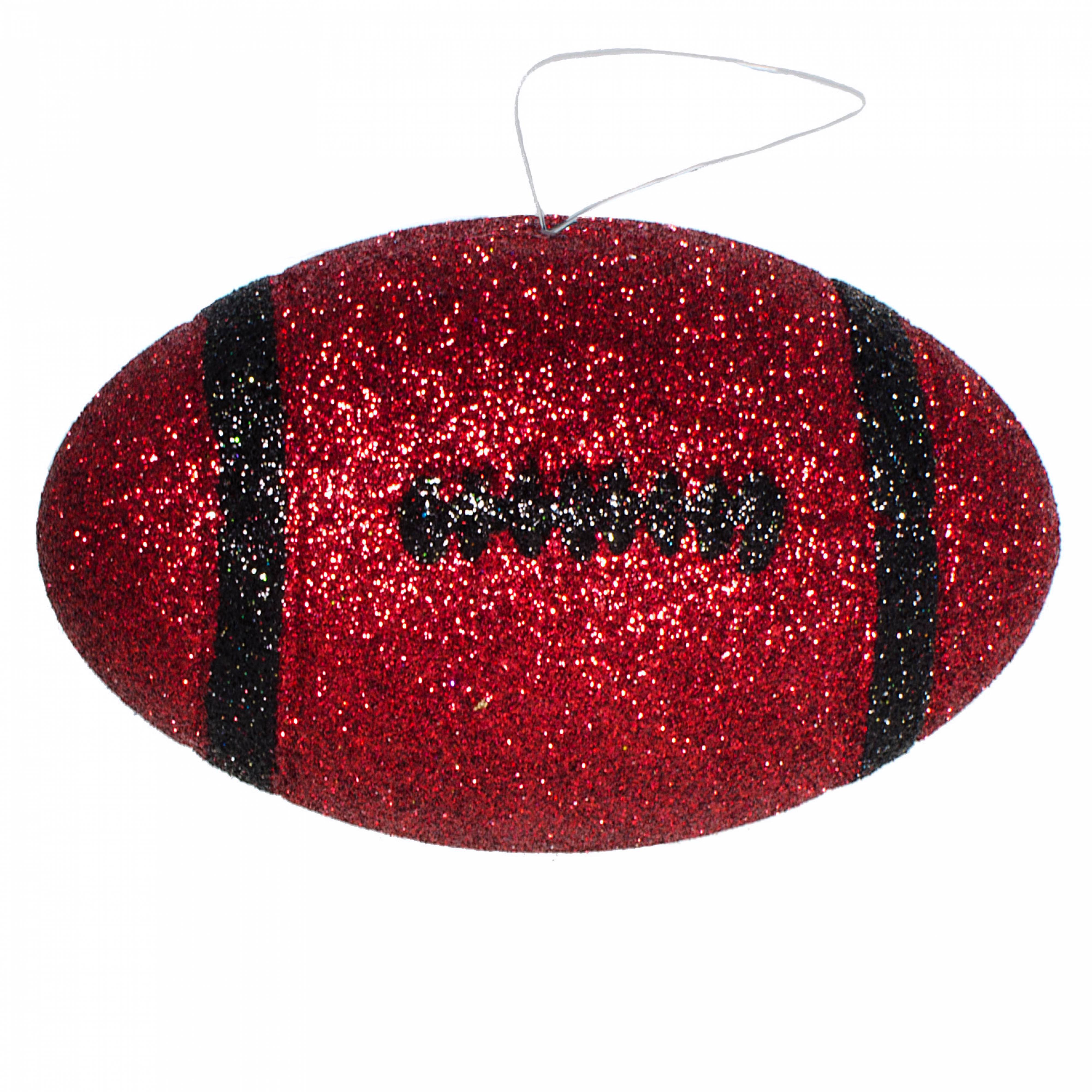 4.5" Metallic Glitter Football Ornament: Red & Black Item Number: MS1200F7