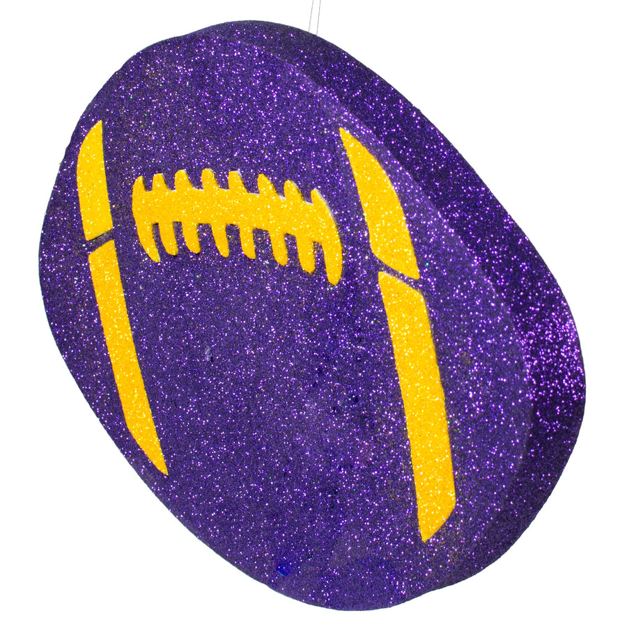 12" Metallic Glitter Football: Purple & Yellow detail photo 3