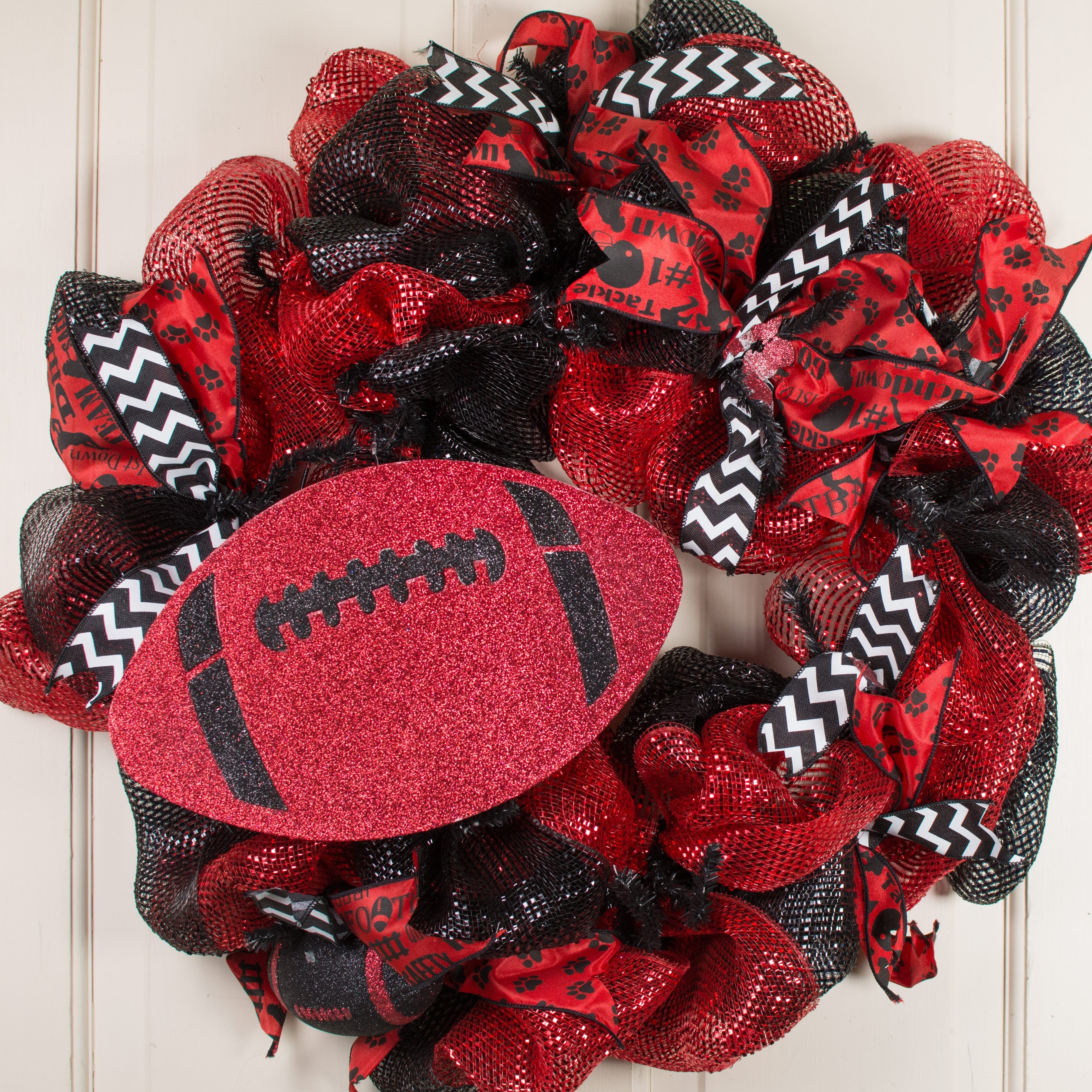 12" Metallic Glitter Football: Red & Black Lifestyle Photo
