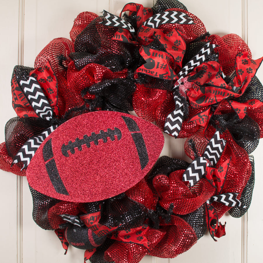 12" Metallic Glitter Football: Red & Black Lifestyle Photo