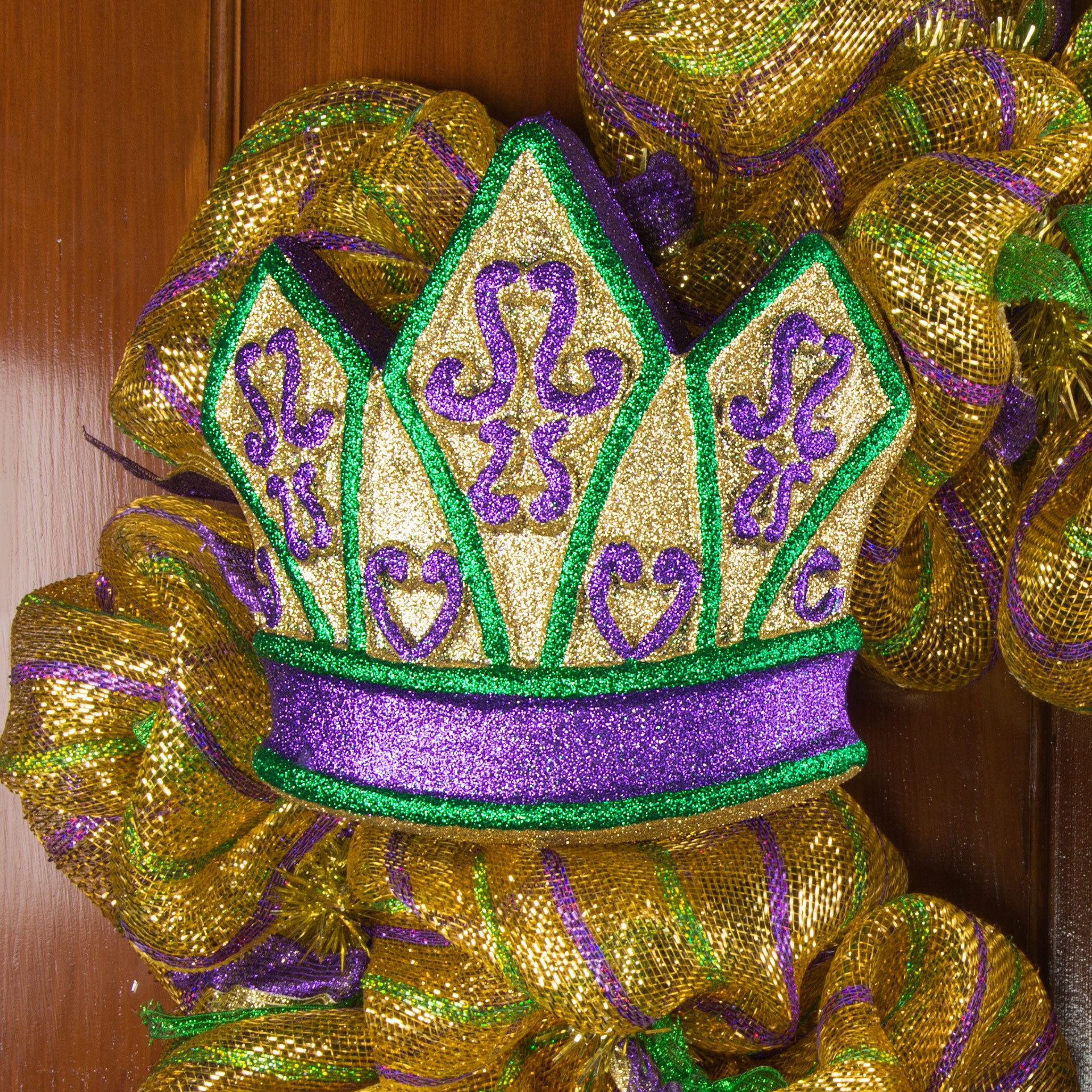 9.25" Metallic Glitter Mardi Gras Crown Foam Ornament Lifestyle Photo